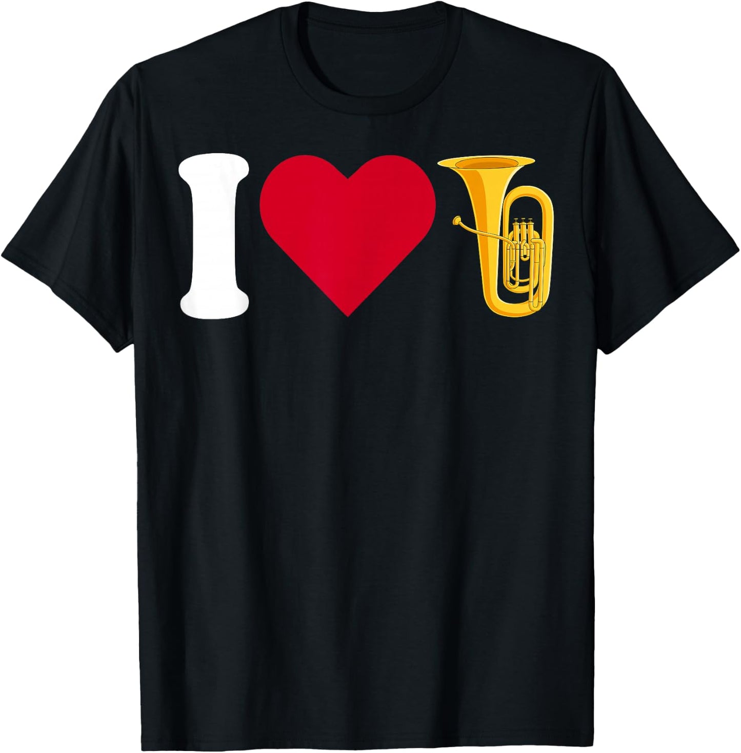 I Love Tuba - Love Heart Brass Musician Tuba Player Gifts T-Shirt - T-Shirt | Black