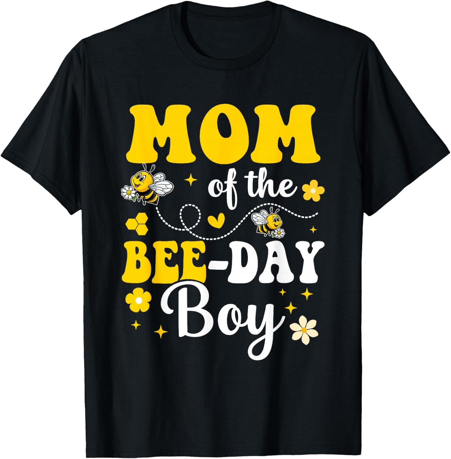 Mom of The Bee Day Boy Bee Birthday Party Matching Family T-Shirt - T-Shirt | Black