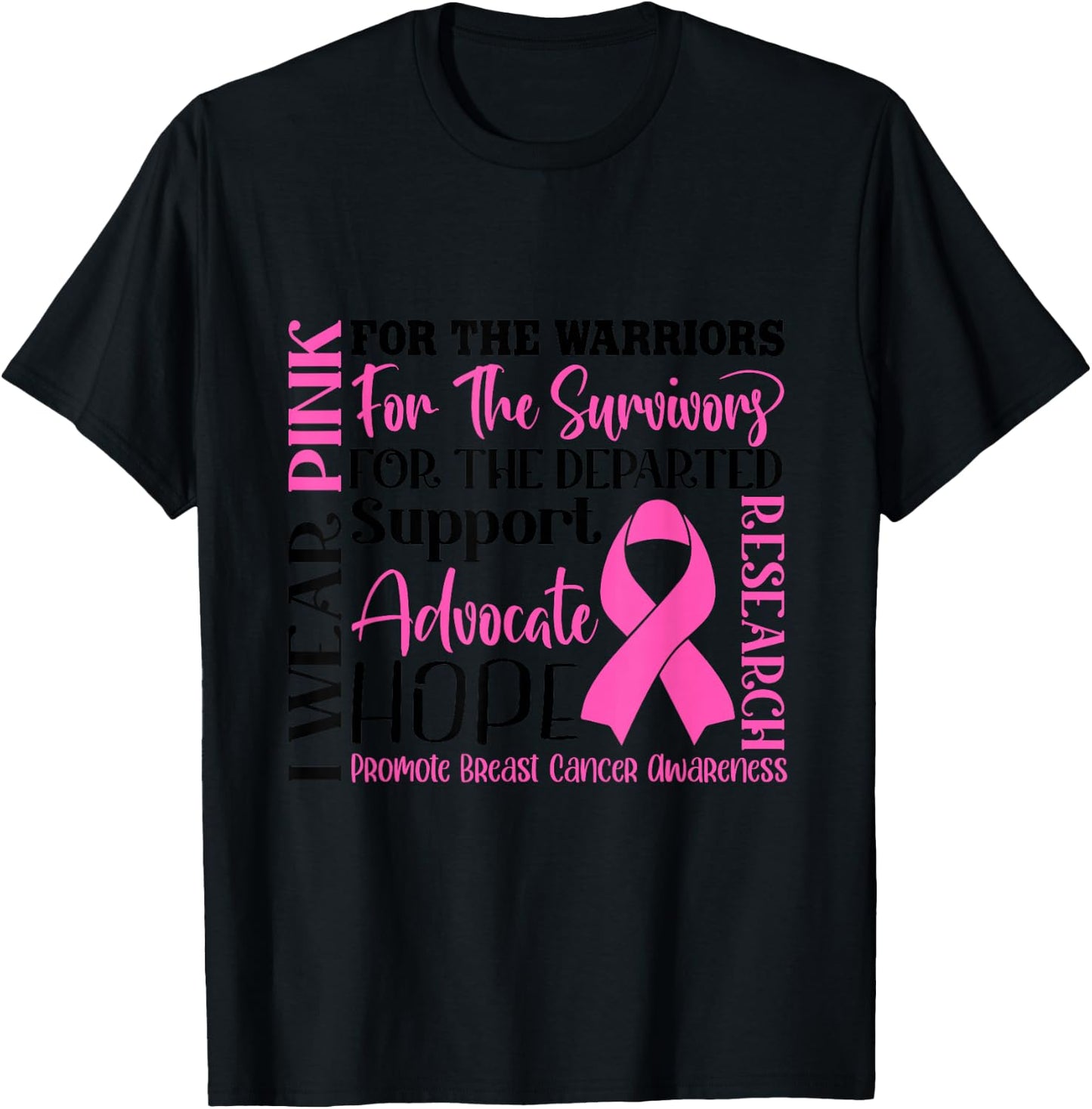 Breast Cancer Pink Ribbon Cancer Awareness T-Shirt - T-Shirt | Black