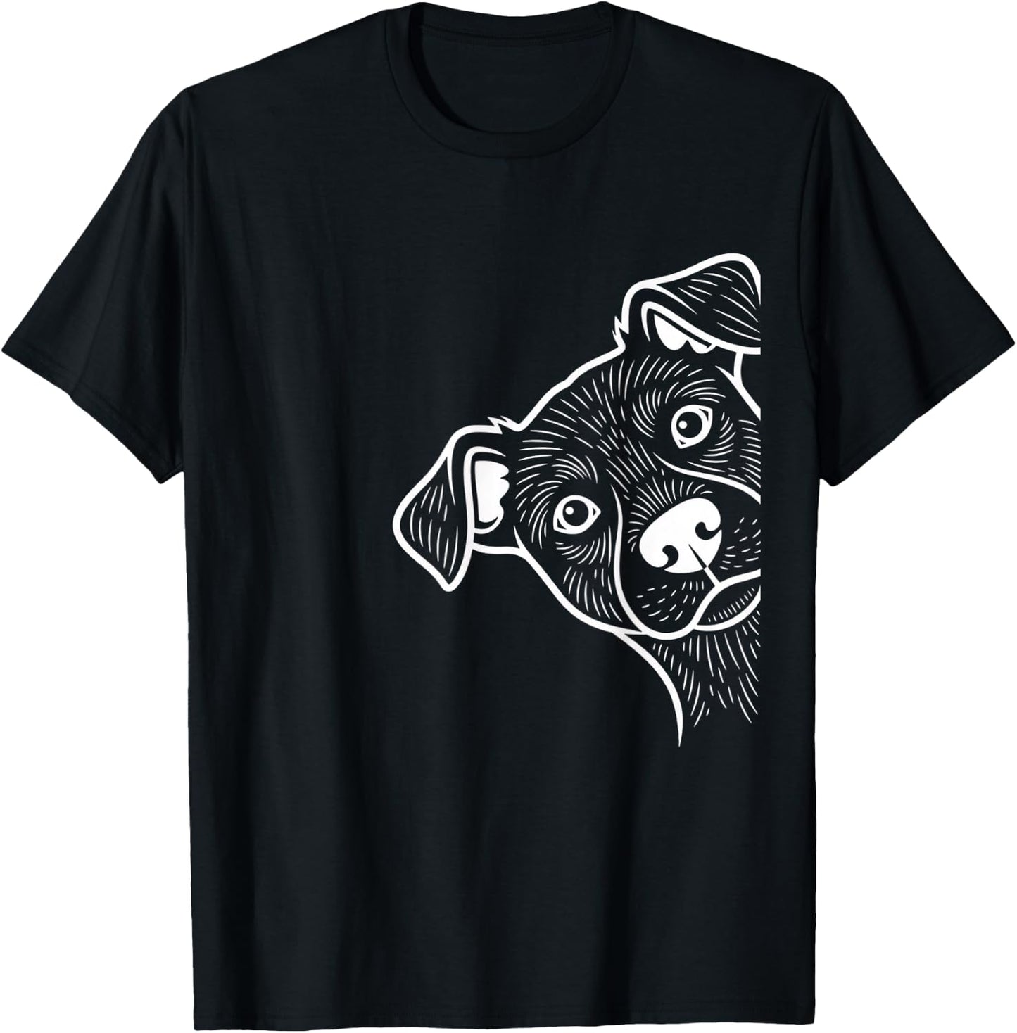 Dog Peeking Design for Dog Lovers, Playful Puppy Portrait T-Shirt - T-Shirt | Black