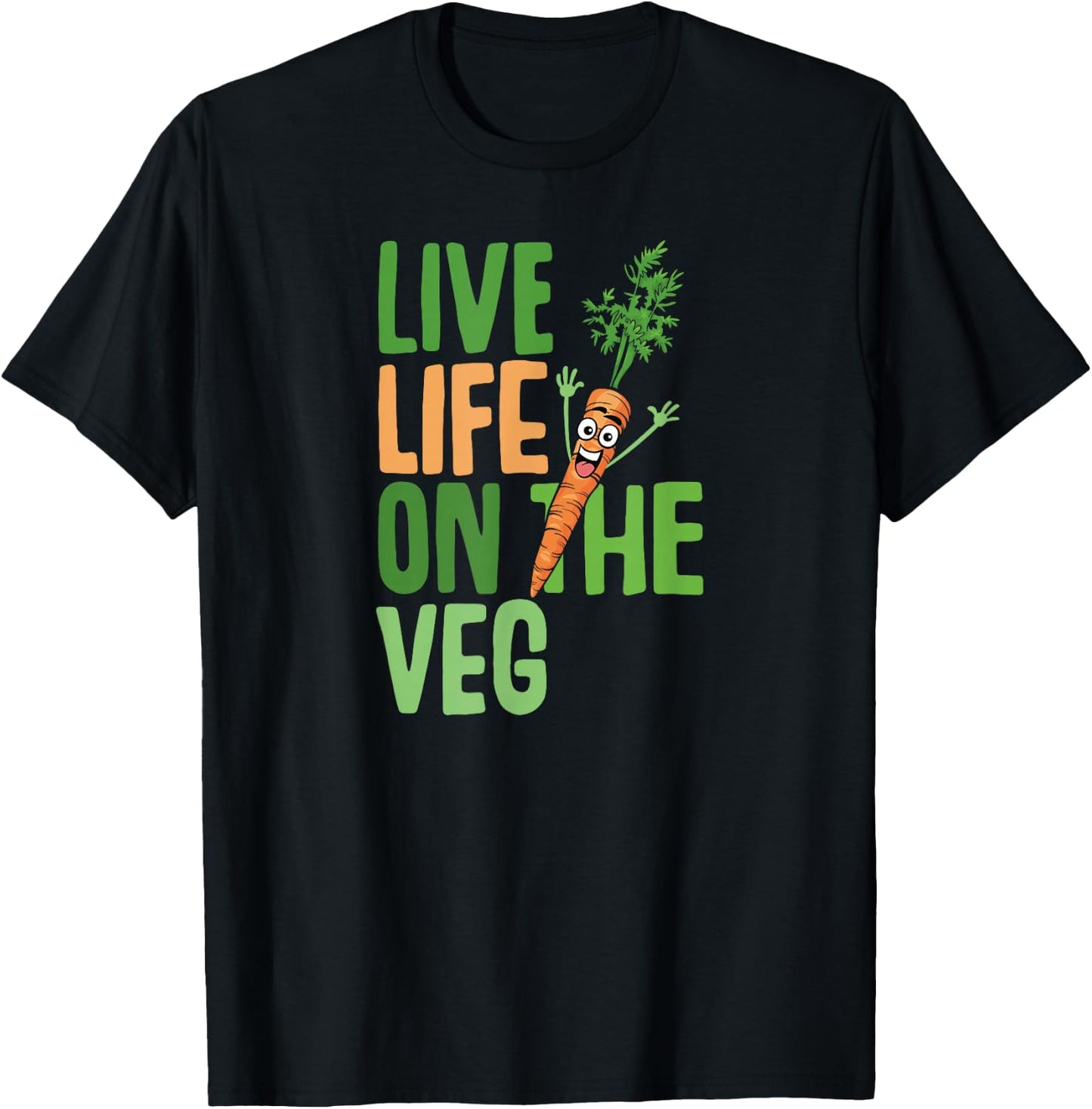 Funny vegetarian, live on the veg, carrot graphic fun vegan T-Shirt - T-Shirt | Black