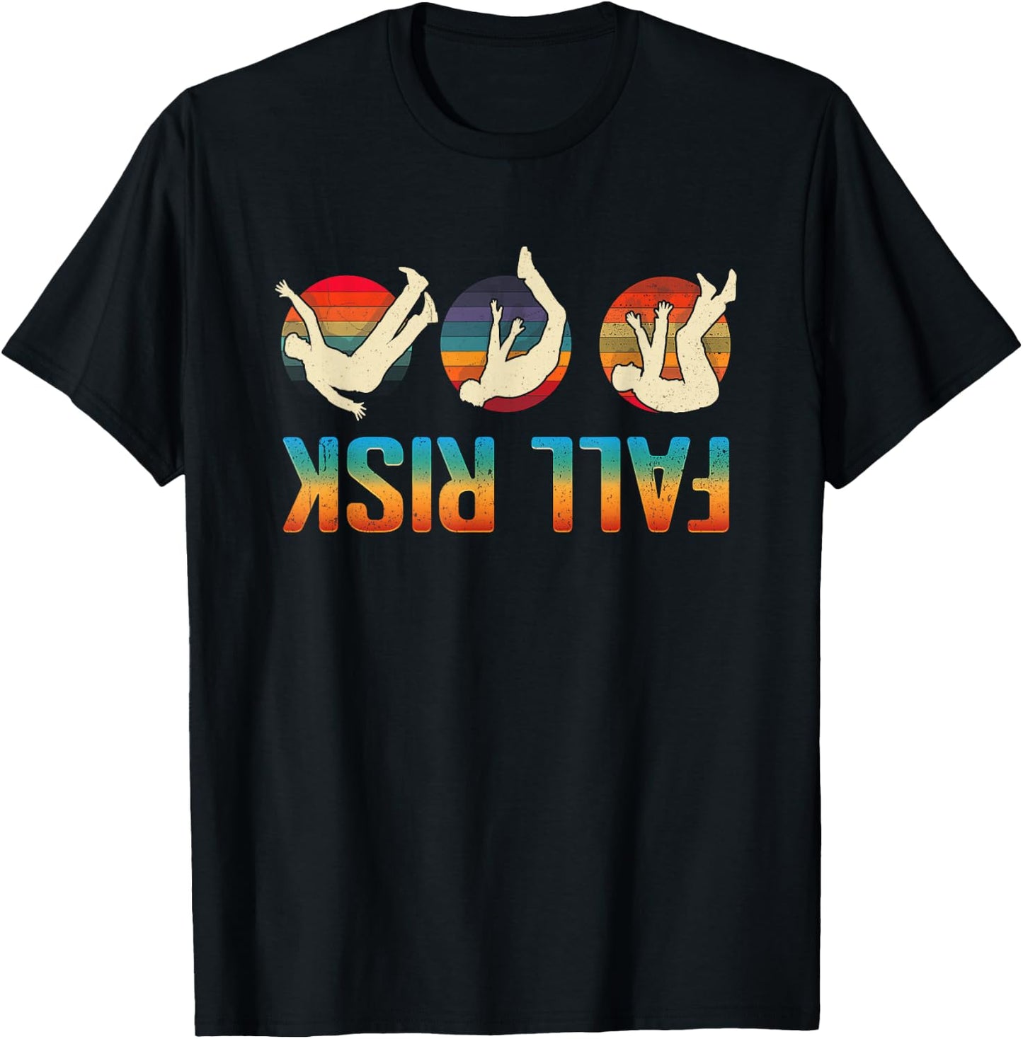 Falls Risk Balance Issues Falling Over Joke Up Side Down T-Shirt - T-Shirt | Black