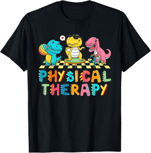 Pediatric Physical Therapist Cute Dinosaur PT PTA Therapy T-Shirt - T-Shirt | Black