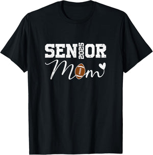 Senior Mom 2025 Football Mommy Class of 2025 Graduation T-Shirt - T-Shirt | Black