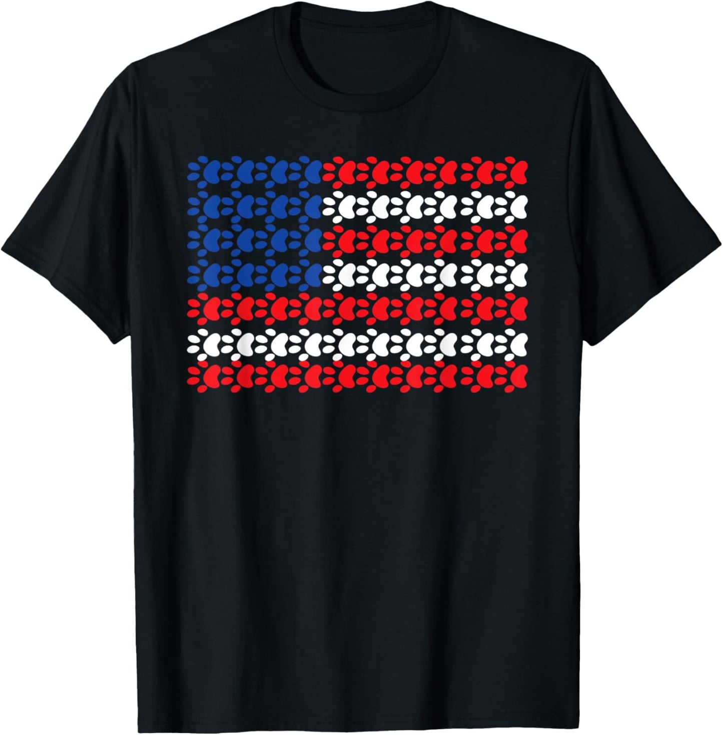 American Flag Dow Paw Patriotic T-Shirt - T-Shirt | Black