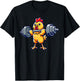 Chicken Powerlifting Gym Workout - Black, -Adults/Kids, Short Sleeve, Cotton 65% Polyester 35%, Humorous Chicken Design T-Shirt - T-Shirt | Black
