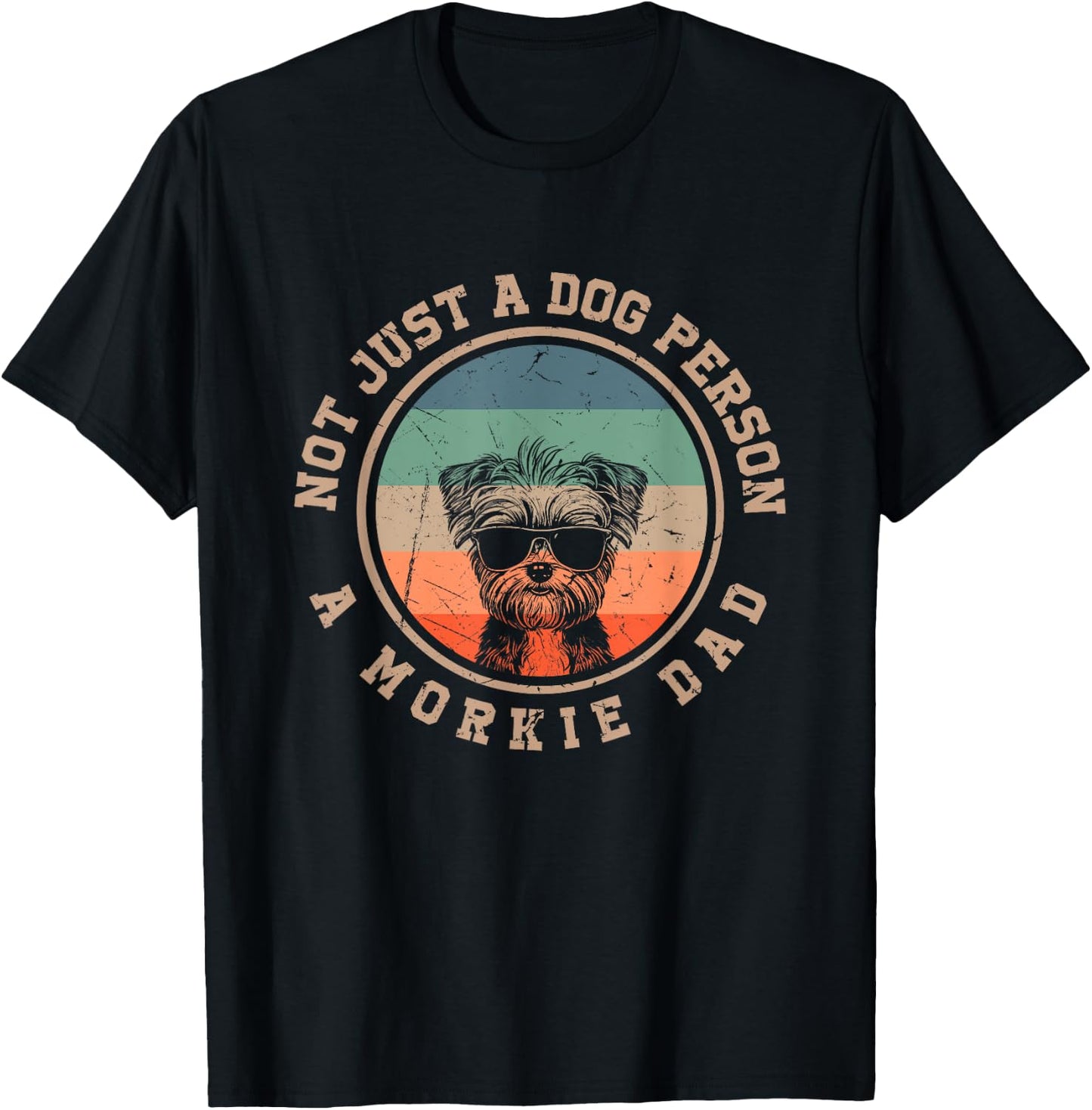 Vintage Morkie Dad Gifts Funny Bernard Dog Dad Fathers Day Men Women Kids T-Shirt - T-Shirt | Black