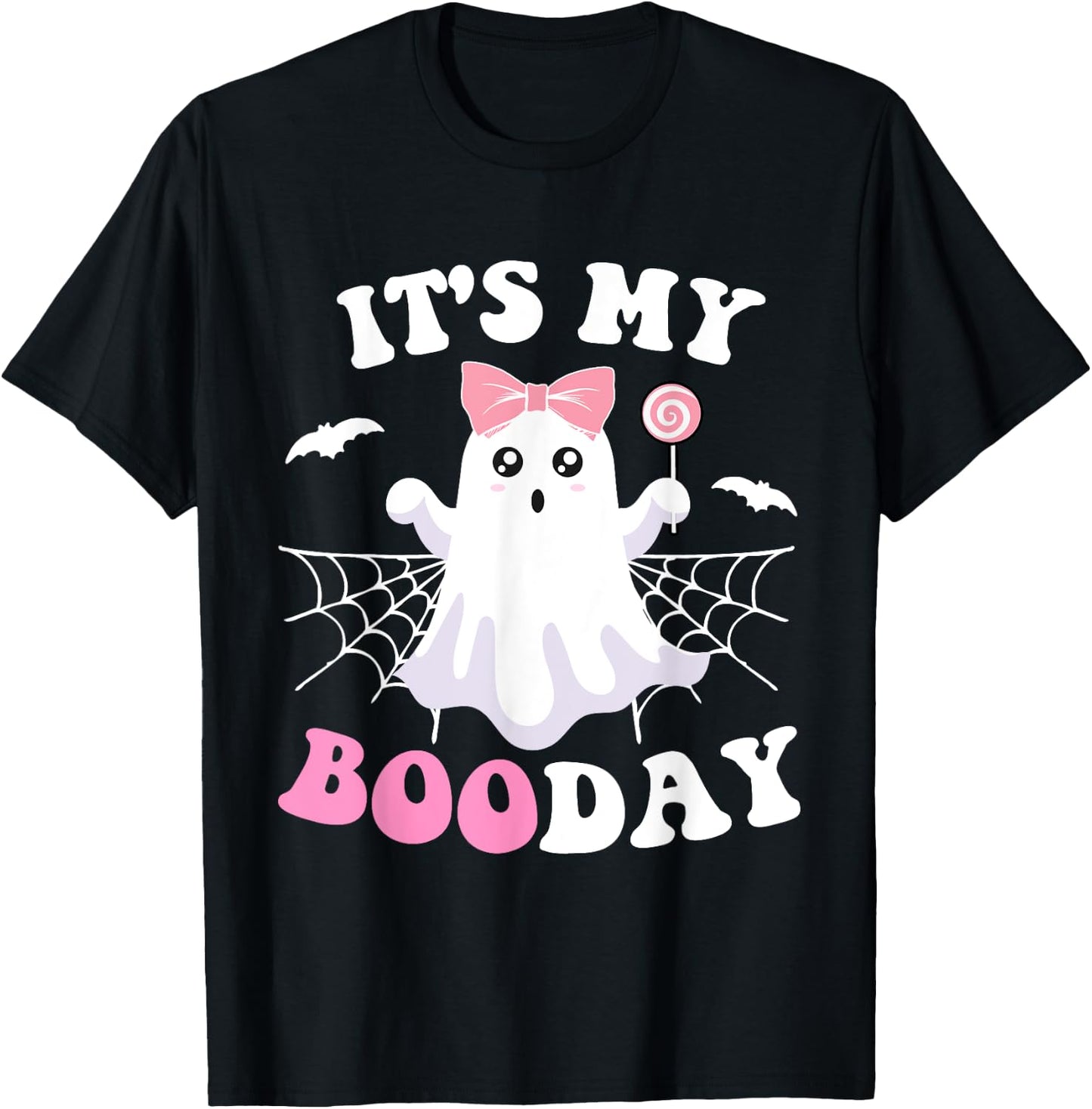 It's My Boo Day Cute Halloween Birthday Pink Ghost Girls T-Shirt - T-Shirt | Black