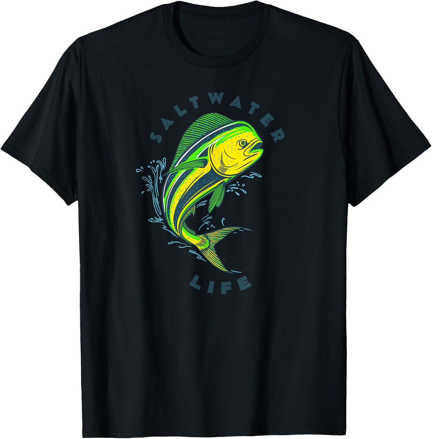 Saltwater Life Saltwater Mahi Mahi Jumping Fishing T-Shirt - T-Shirt | Black