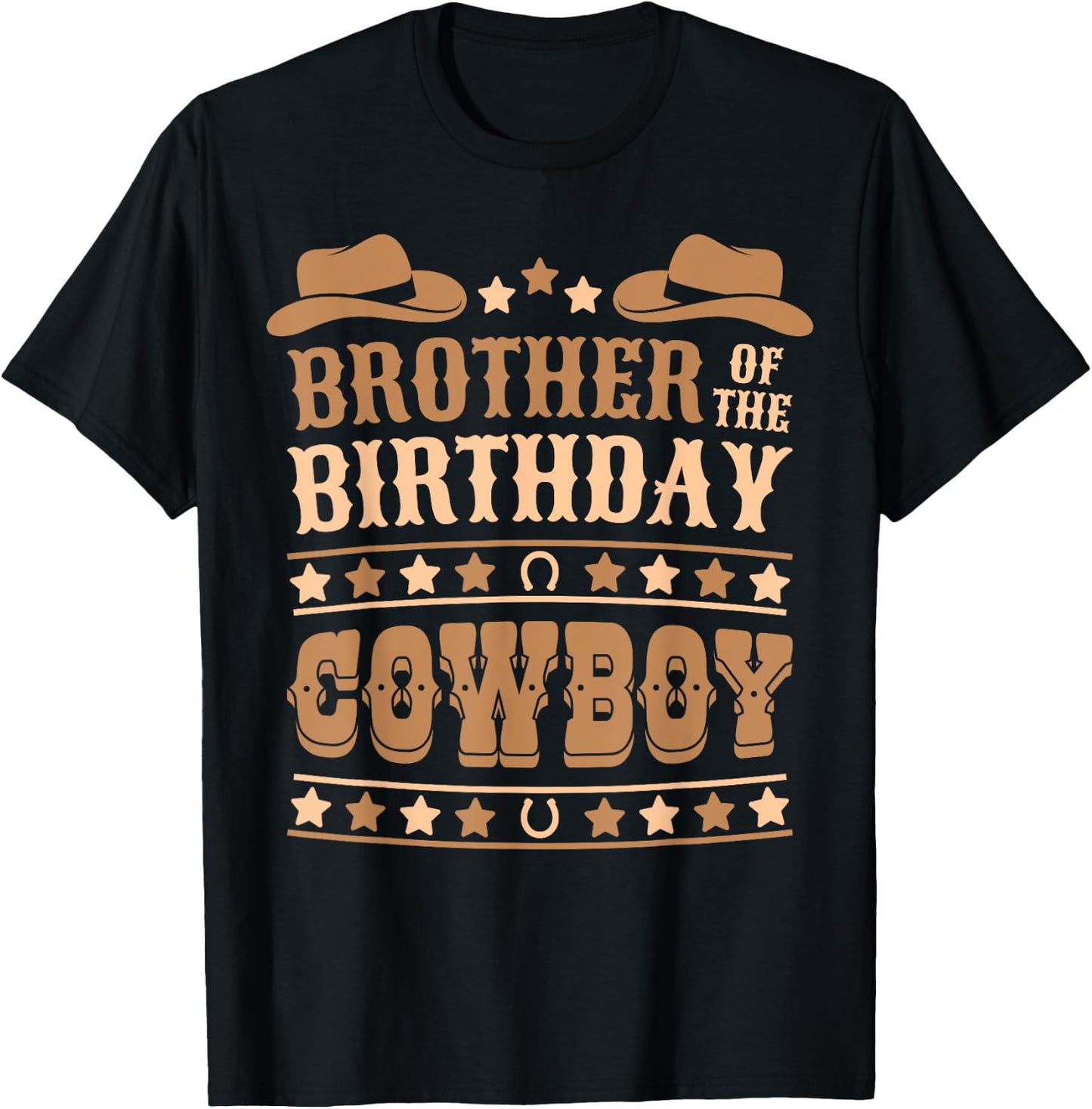 Brother Of Birthday Cowboy Cute Western Bday Boy Birthday T-Shirt - T-Shirt | Black