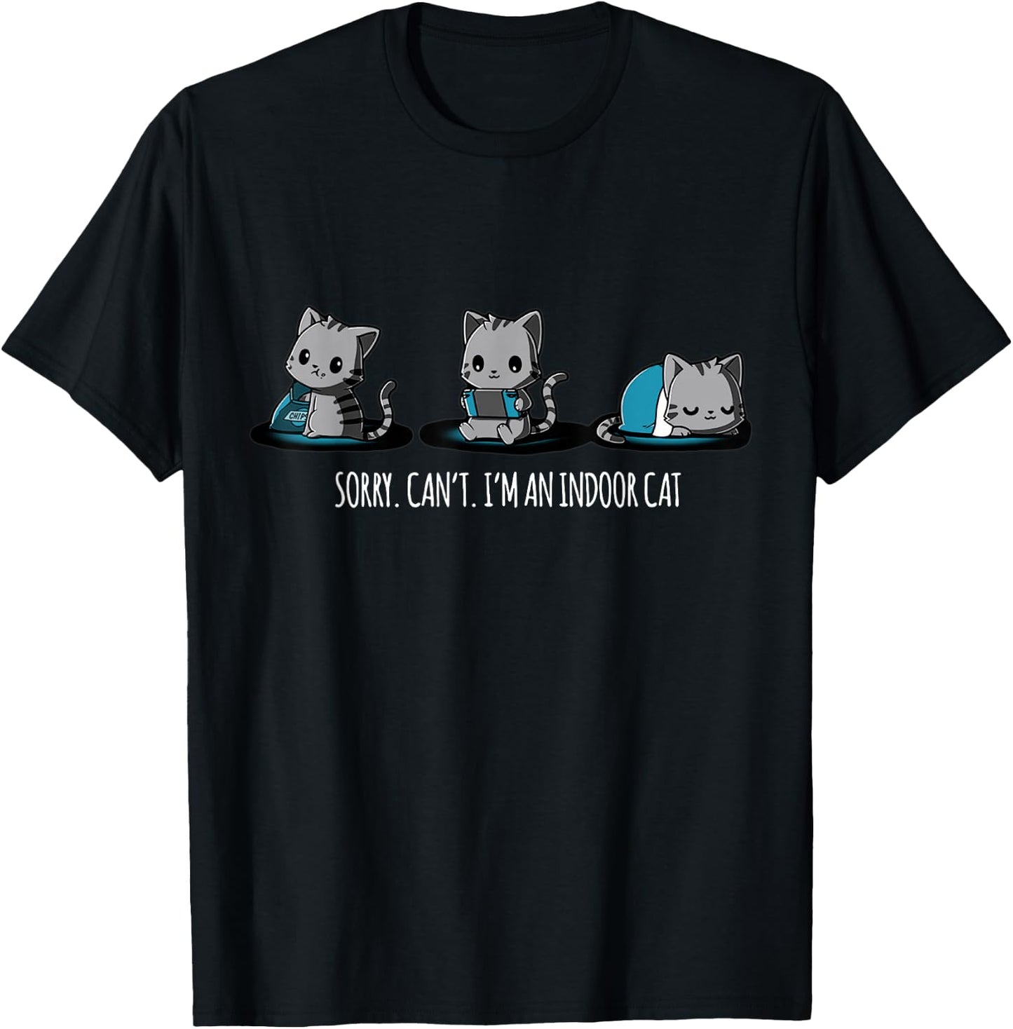Sorry I Can't I'm An Indoor Cat Kitty Lover T-Shirt - T-Shirt | Black