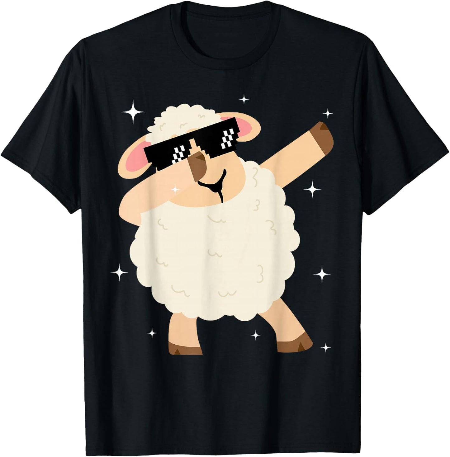 Men Women Kids Funny Sheep Dabbing Animals Wildlife Parties T-Shirt - T-Shirt | Black
