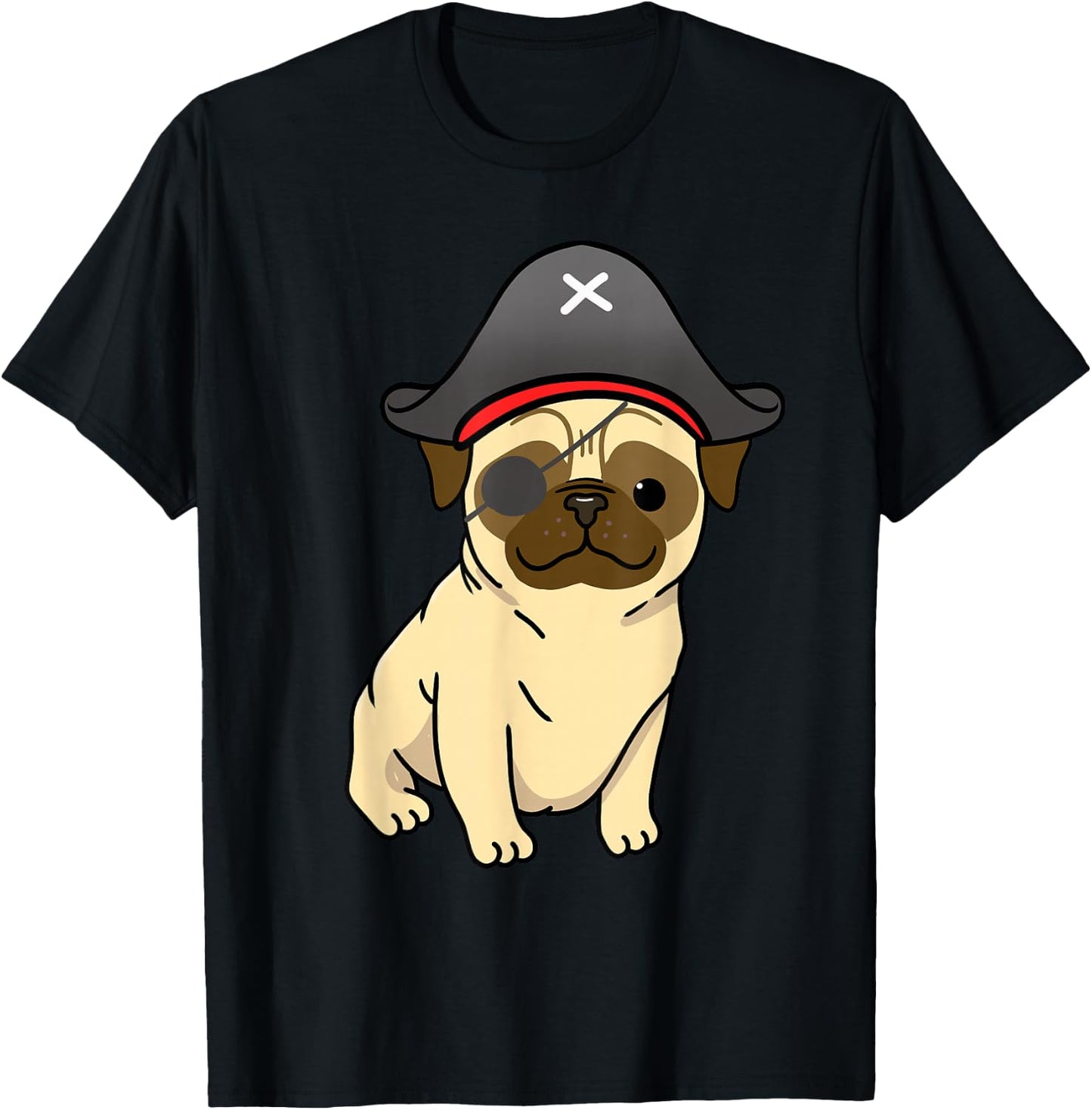 Pug Pirate Pug Halloween T-Shirt - T-Shirt | Black