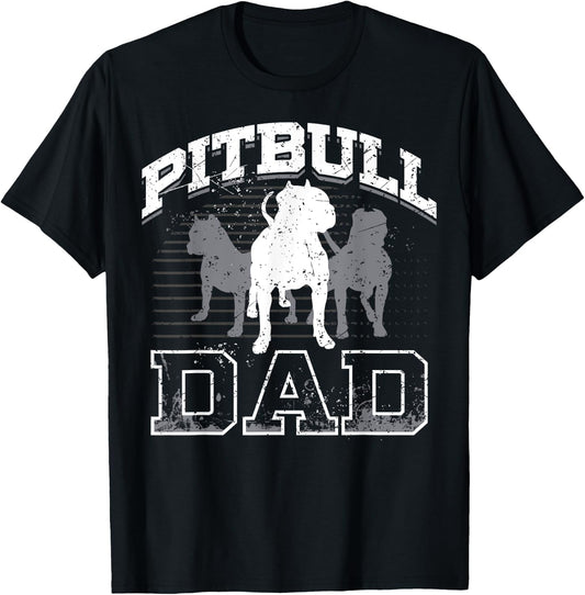 Dad Pitbull Lover Dog Owner Father Day Gift Men Women T-Shirt - T-Shirt | Black