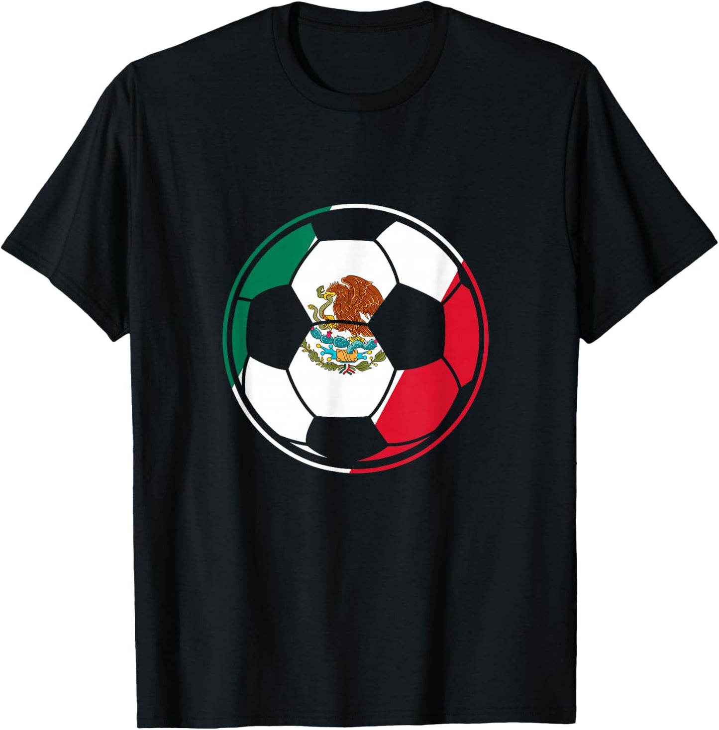 Football Mexico Flag T-Shirt - T-Shirt | Black