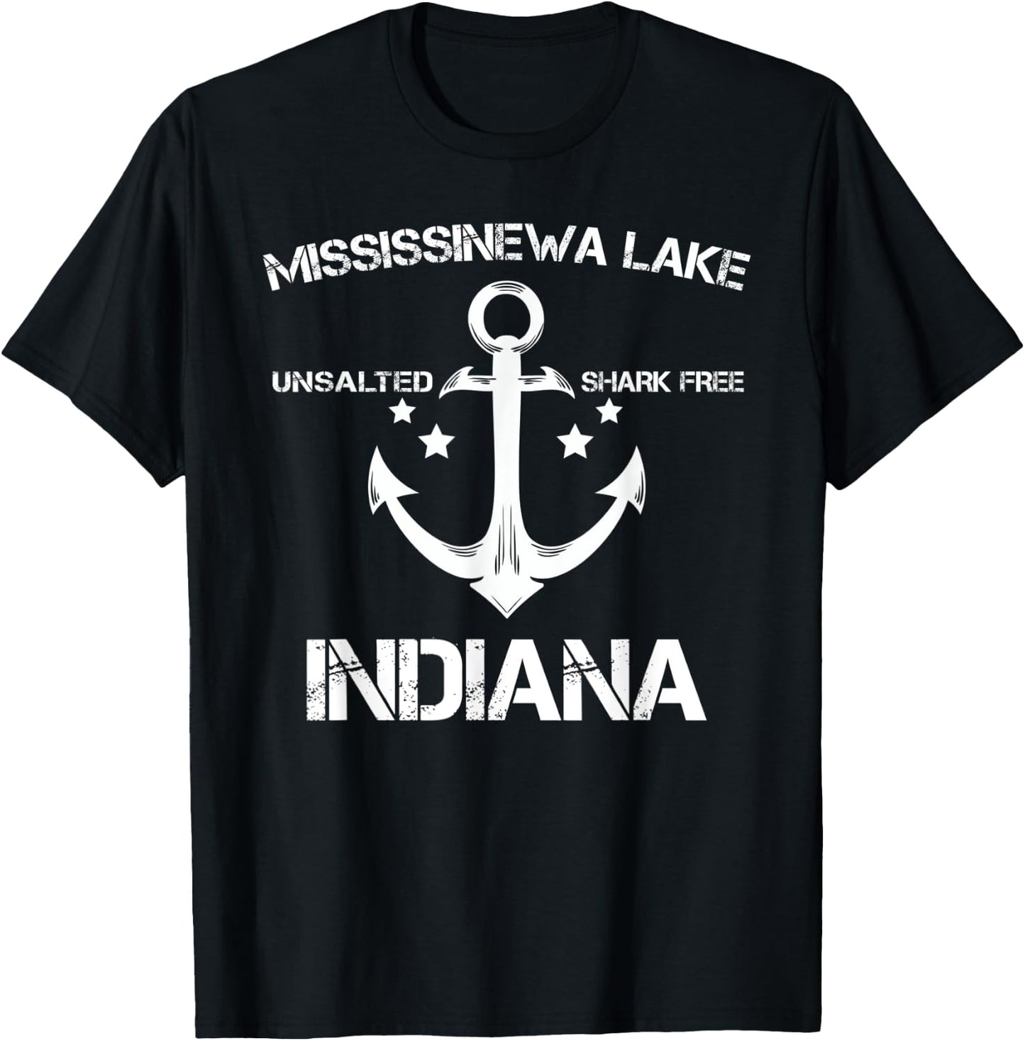 MISSISSINEWA LAKE INDIANA Funny Fishing Camping Summer Gift Women Kids T-Shirt - T-Shirt | Black