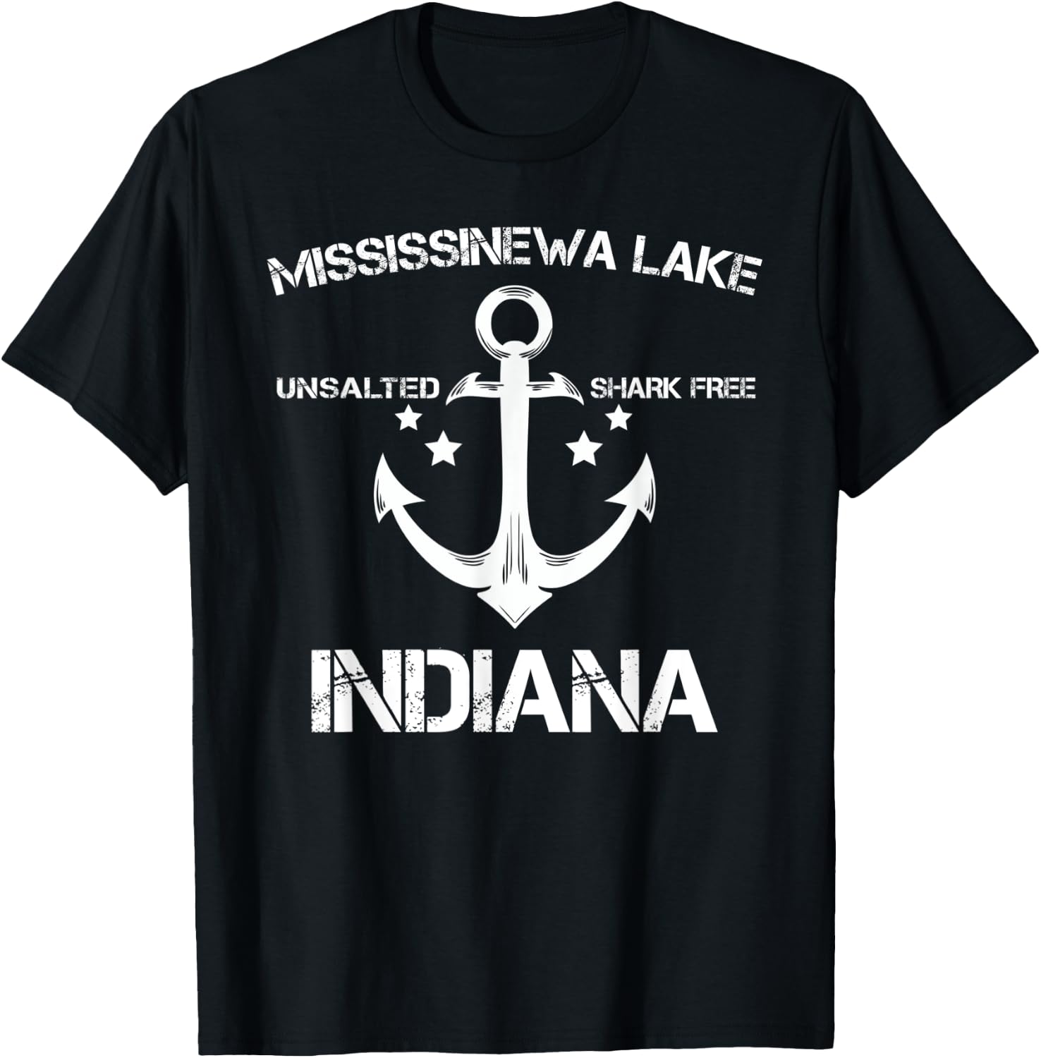 MISSISSINEWA LAKE INDIANA Funny Fishing Camping Summer Gift Women Kids T-Shirt - T-Shirt | Black