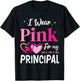 Hearts Together I Wear Pink For My PRINCIPAL Breast Cancer T-Shirt - T-Shirt | Black