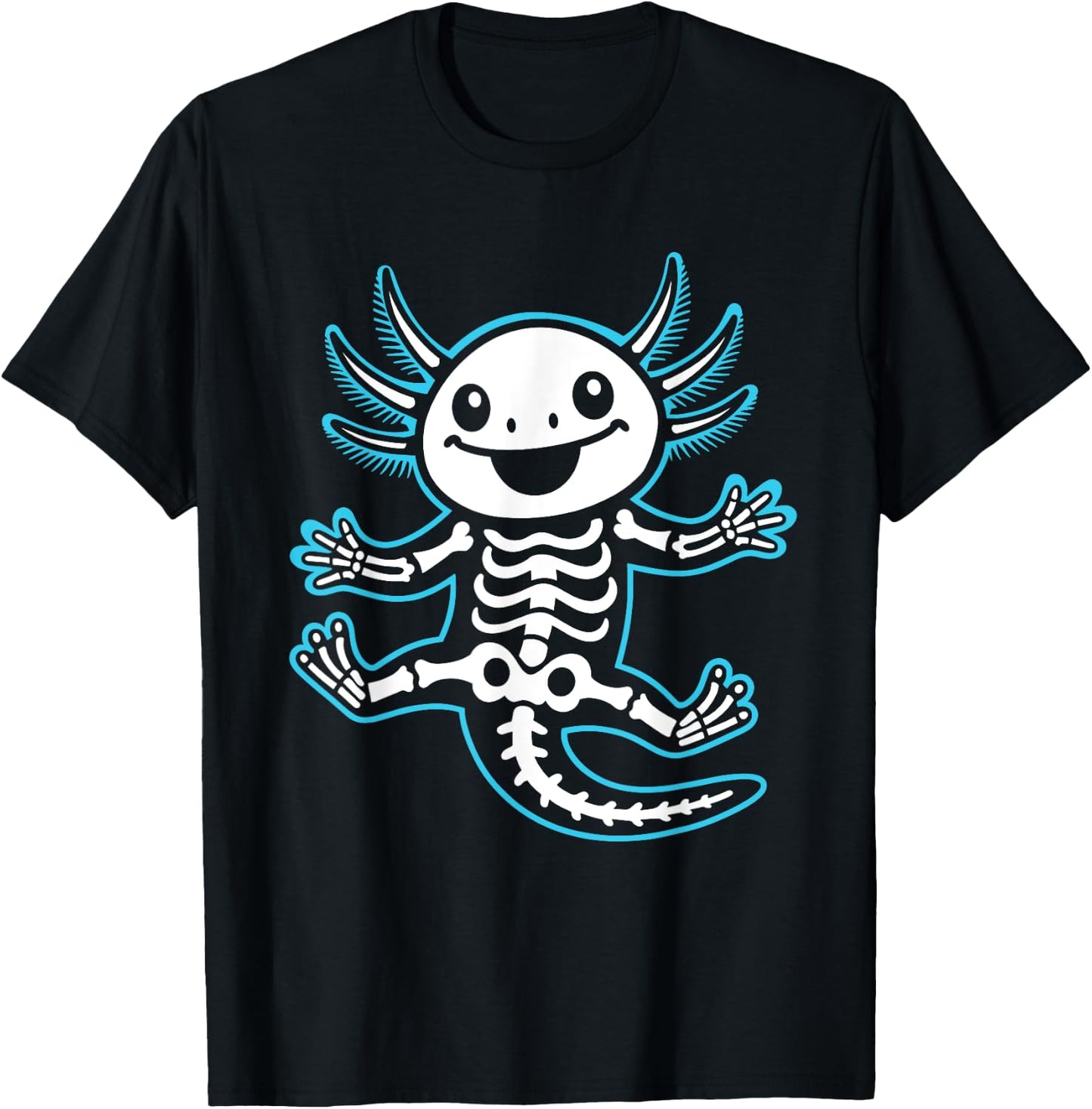 Funny Axolotl Skeleton X-Ray Boys Girls T-Shirt - T-Shirt | Black