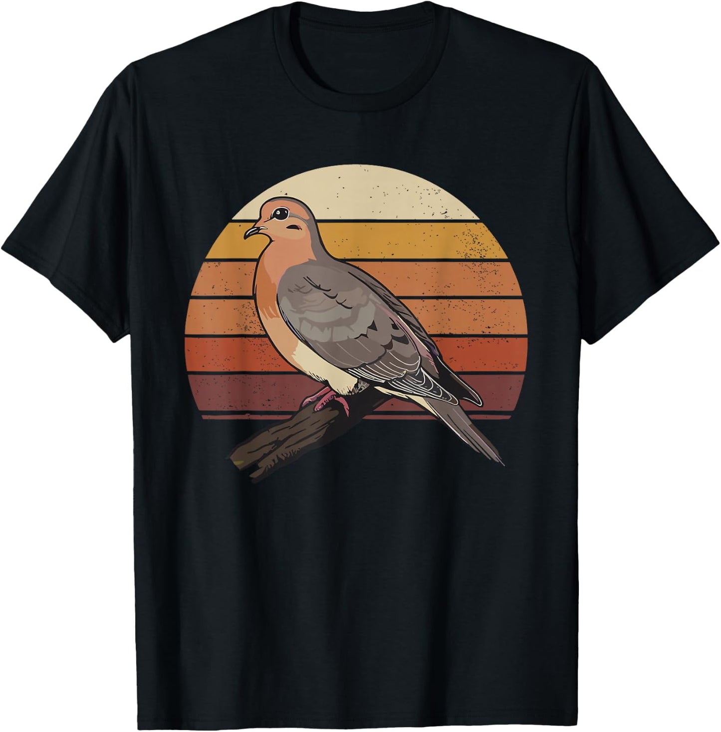 Mourning Dove Bird Lover Vintage Retro Sunset Bird Watching T-Shirt - T-Shirt | Black