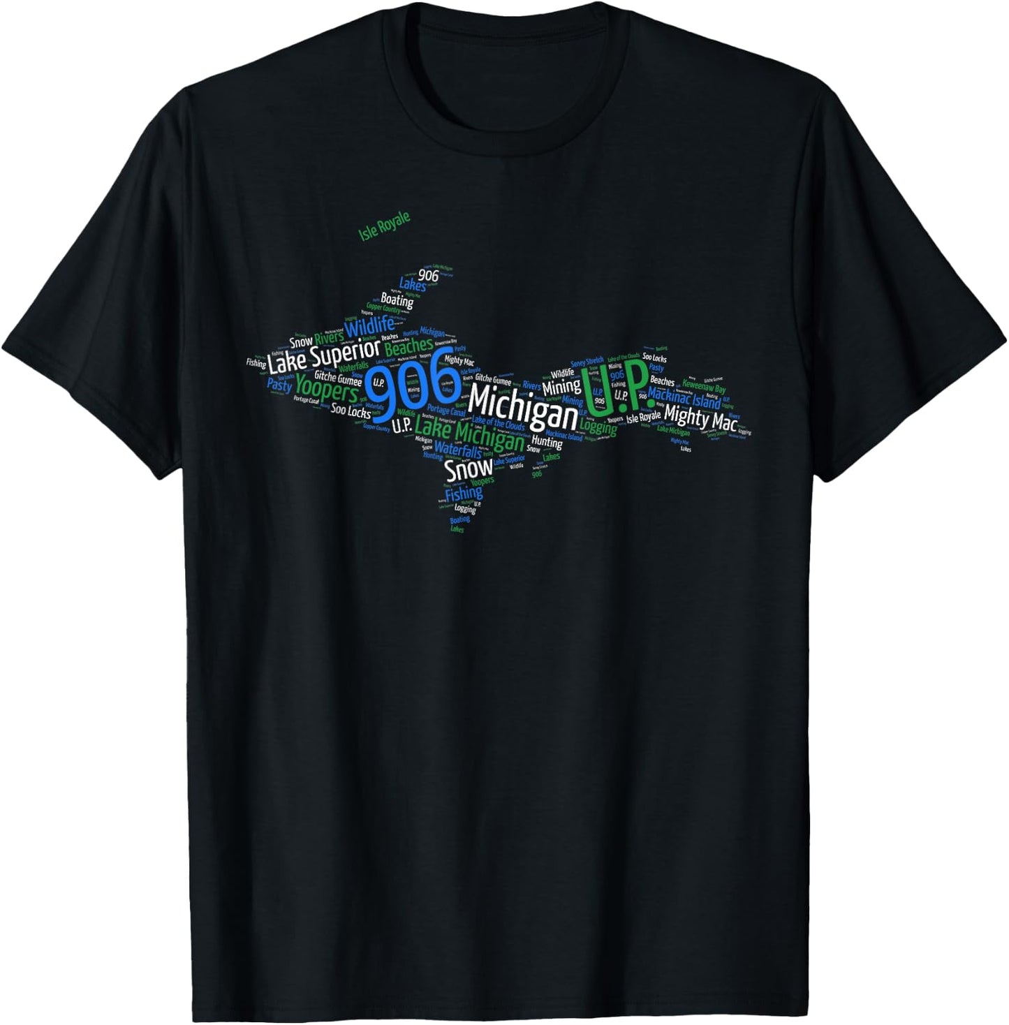 906, Lake Superior, Upper Peninsula of Michigan T-Shirt - T-Shirt | Black