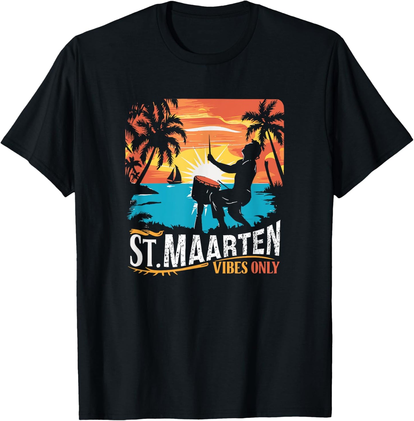 Retro St. Maarten Vibes Only St. Maarten 70s vintage T-Shirt - T-Shirt | Black