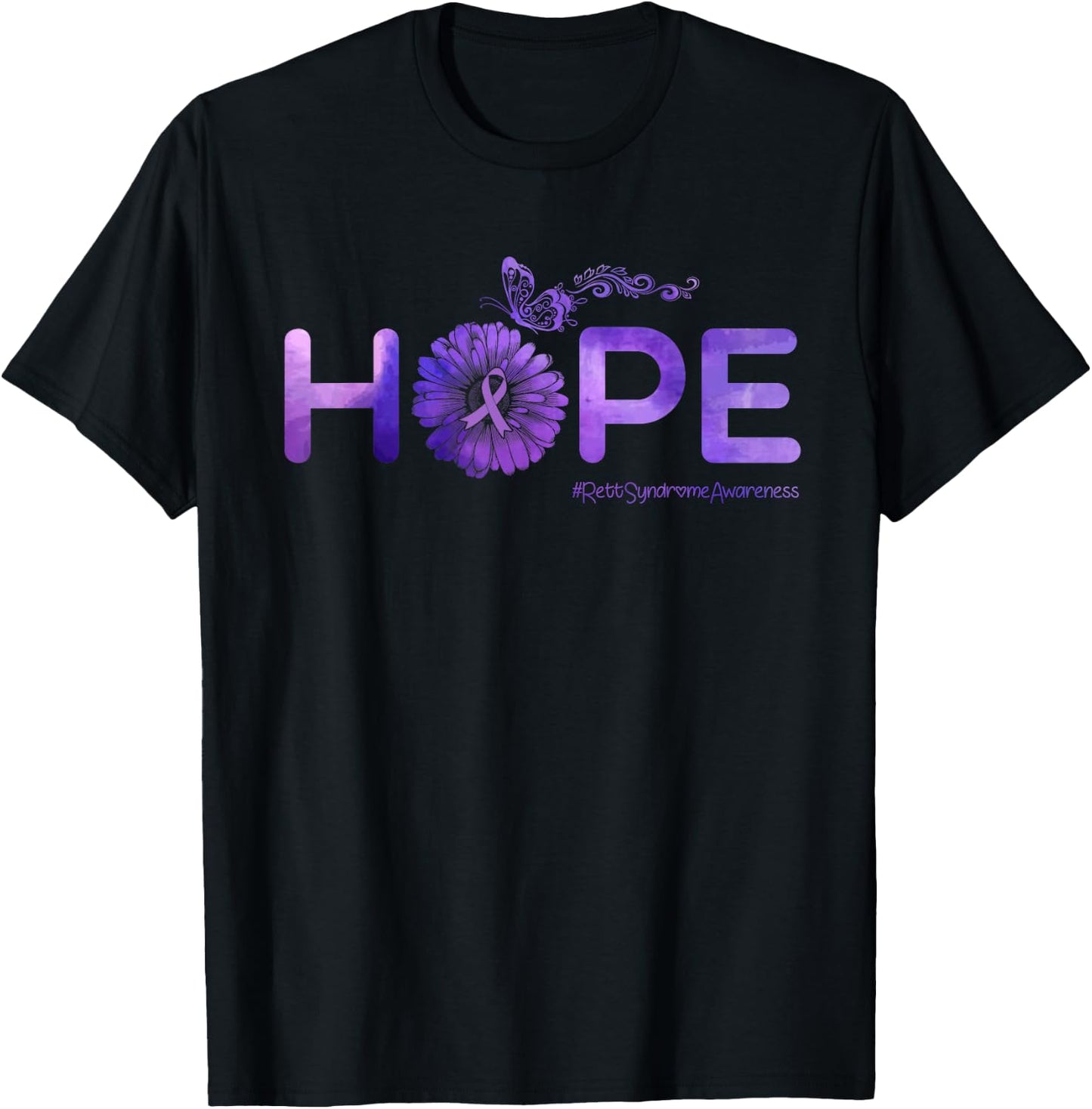HOPE Butterfly Rett Syndrome Awareness Gifts T-Shirt - T-Shirt | Black