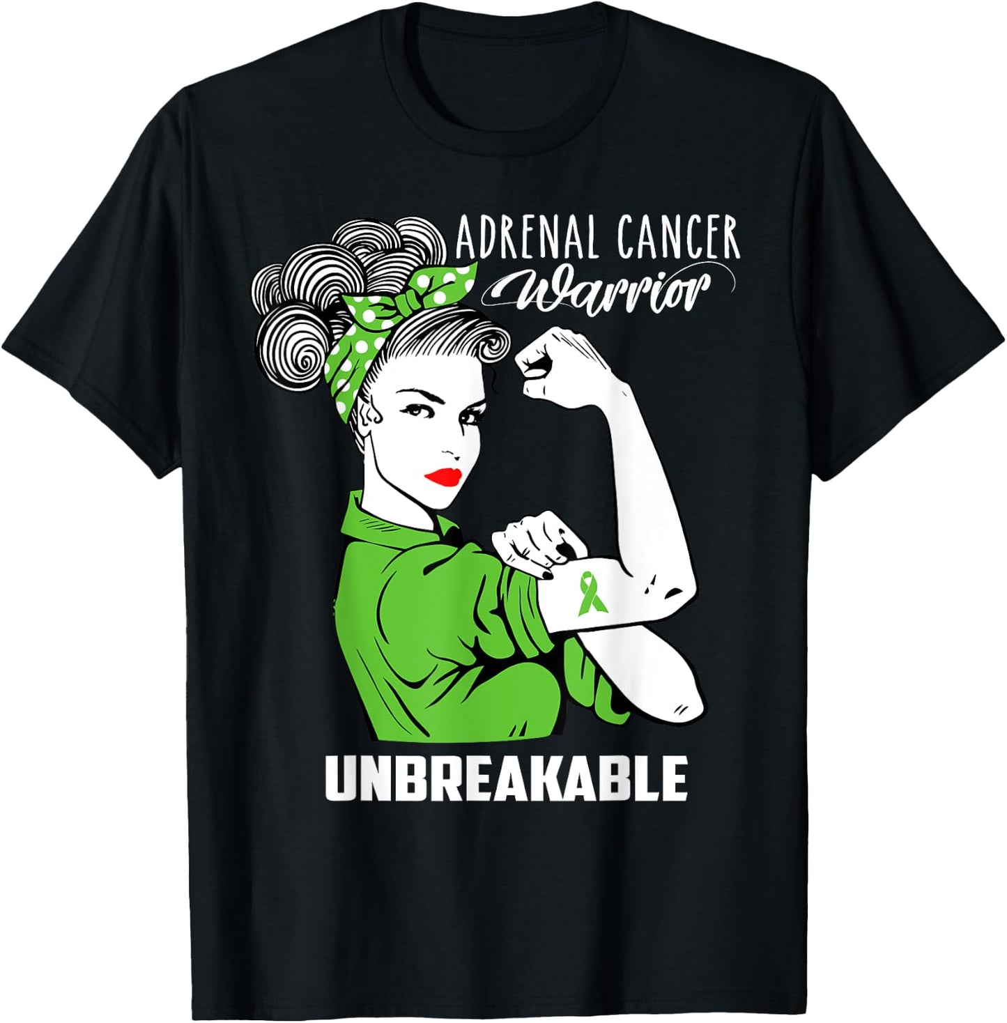 Adrenal Cancer Warrior Unbreakable Shirt Awareness Gift T-Shirt - T-Shirt | Black