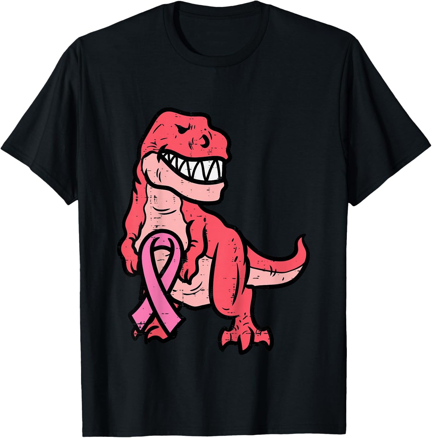 Kids Breast Cancer Awareness Dino Pink Ribbon Boys Kids Toddler T-Shirt - T-Shirt | Black