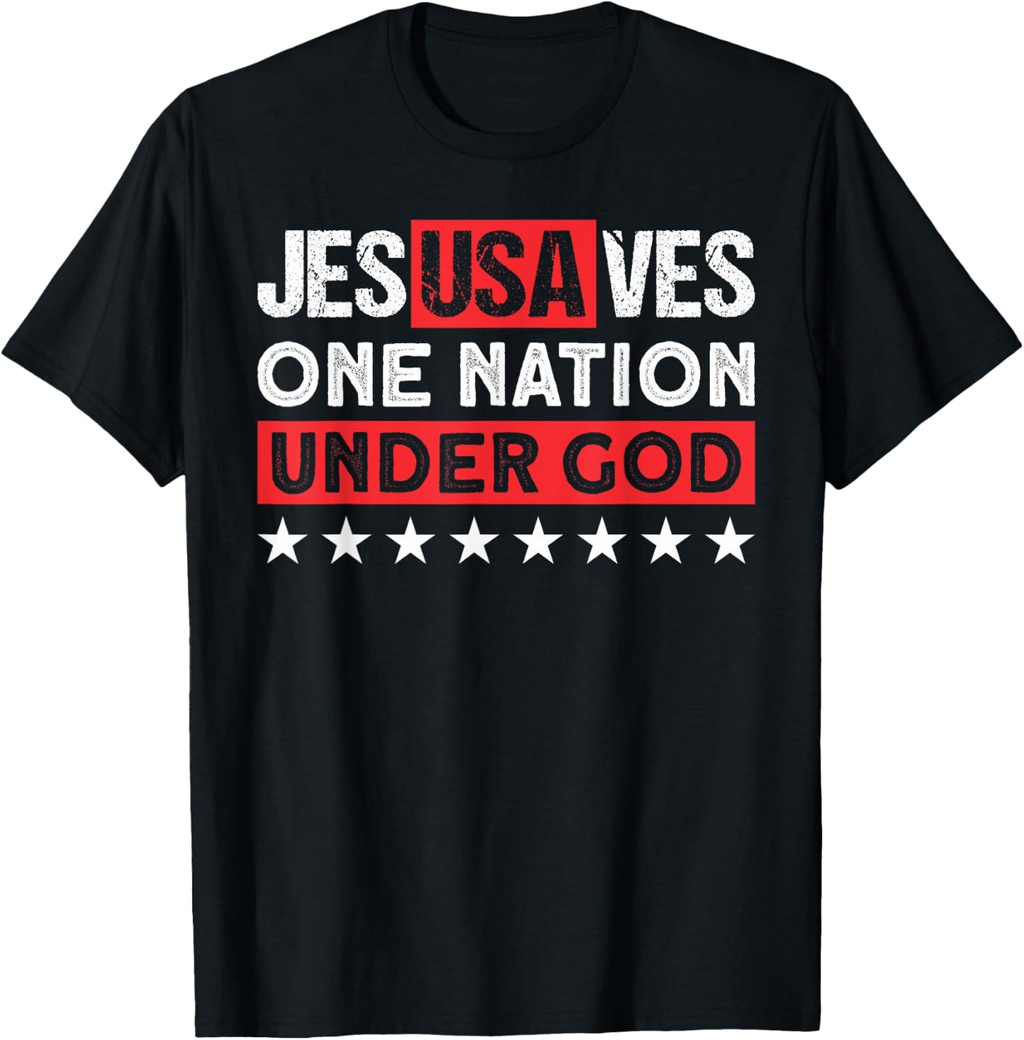 Jesus Saves USA One Nation Under God - Christian Patriotic Women Men T-Shirt - T-Shirt | Black