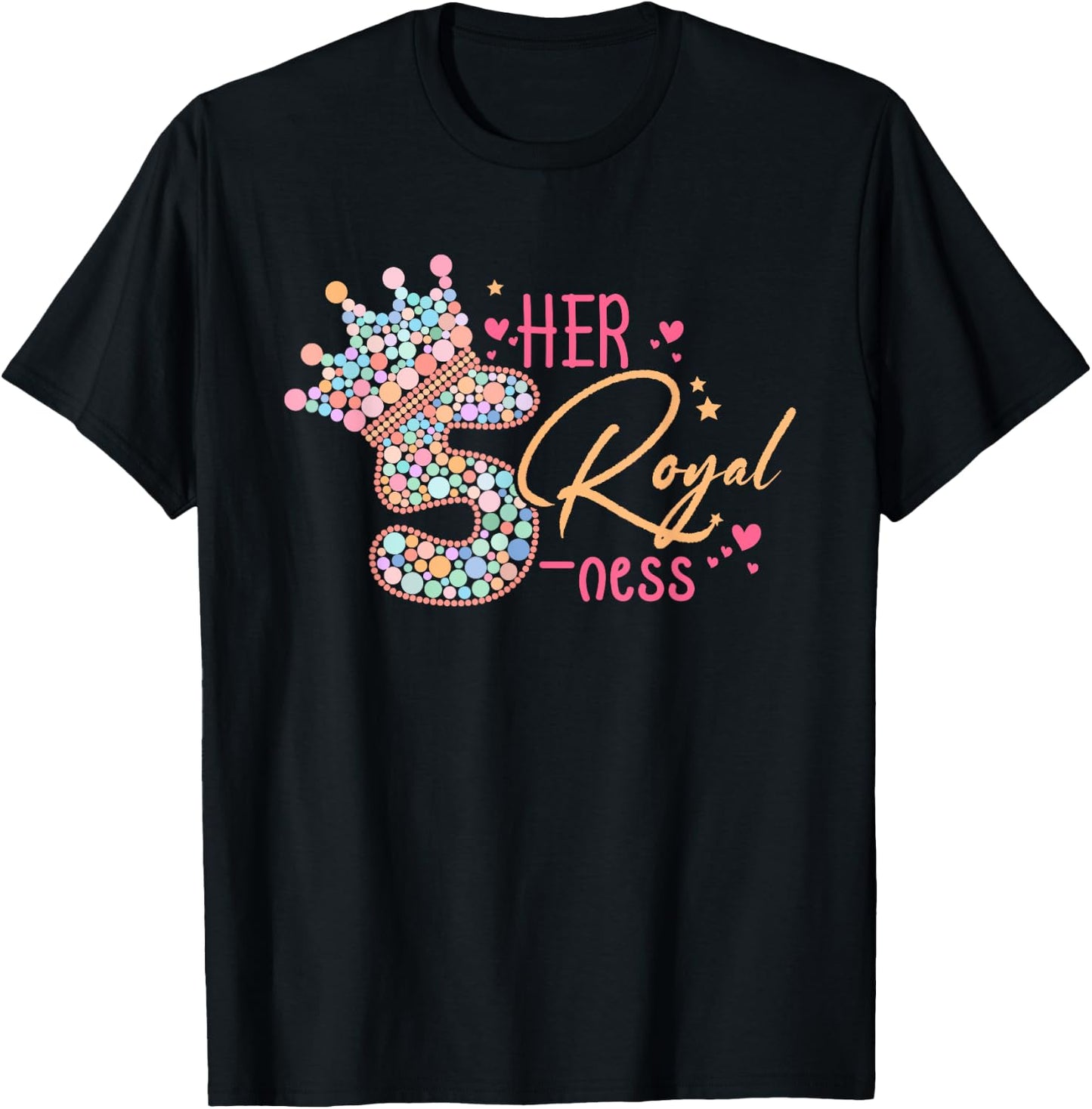 5th Birthday Her Royal Five-ness 5 Years Old Toddler T-Shirt - T-Shirt | Black