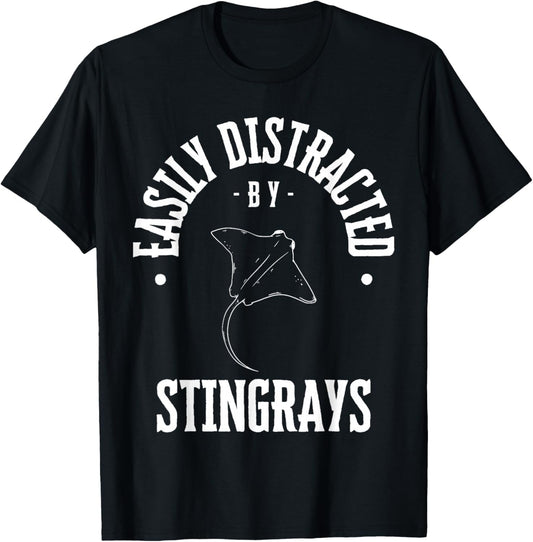 Easily Distracted by stingrays , funny stingray Lover sea T-Shirt - T-Shirt | Black
