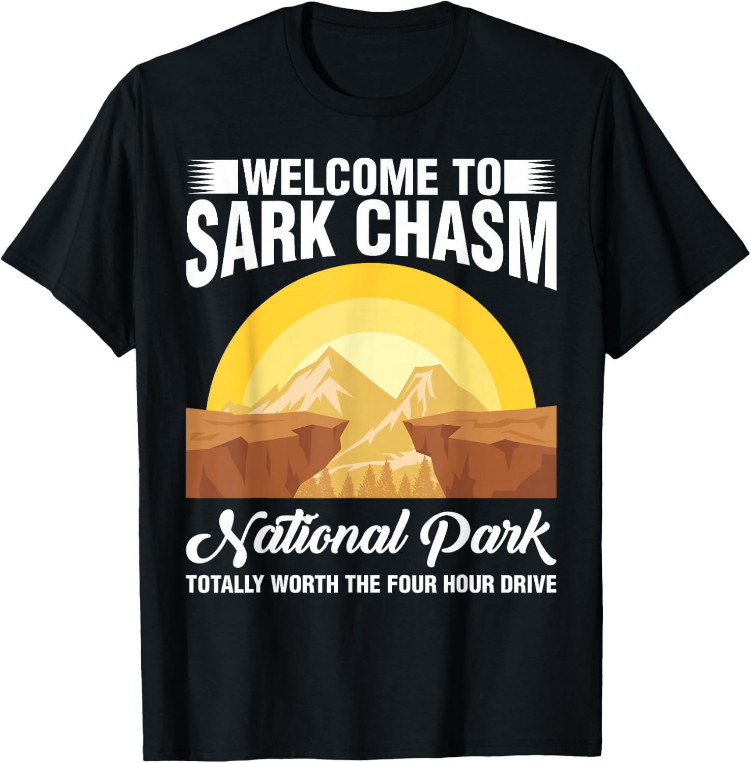 Sark Chasm Sarcasm Pun Funny Shirts Camping Hiking T-Shirt - T-Shirt | Black