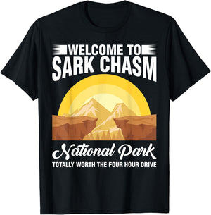 Sark Chasm Sarcasm Pun Funny Shirts Camping Hiking T-Shirt - T-Shirt | Black