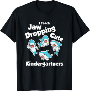 Cute Kindergarten Teacher Shark Humor Apparel Back to School T-Shirt - T-Shirt | Black