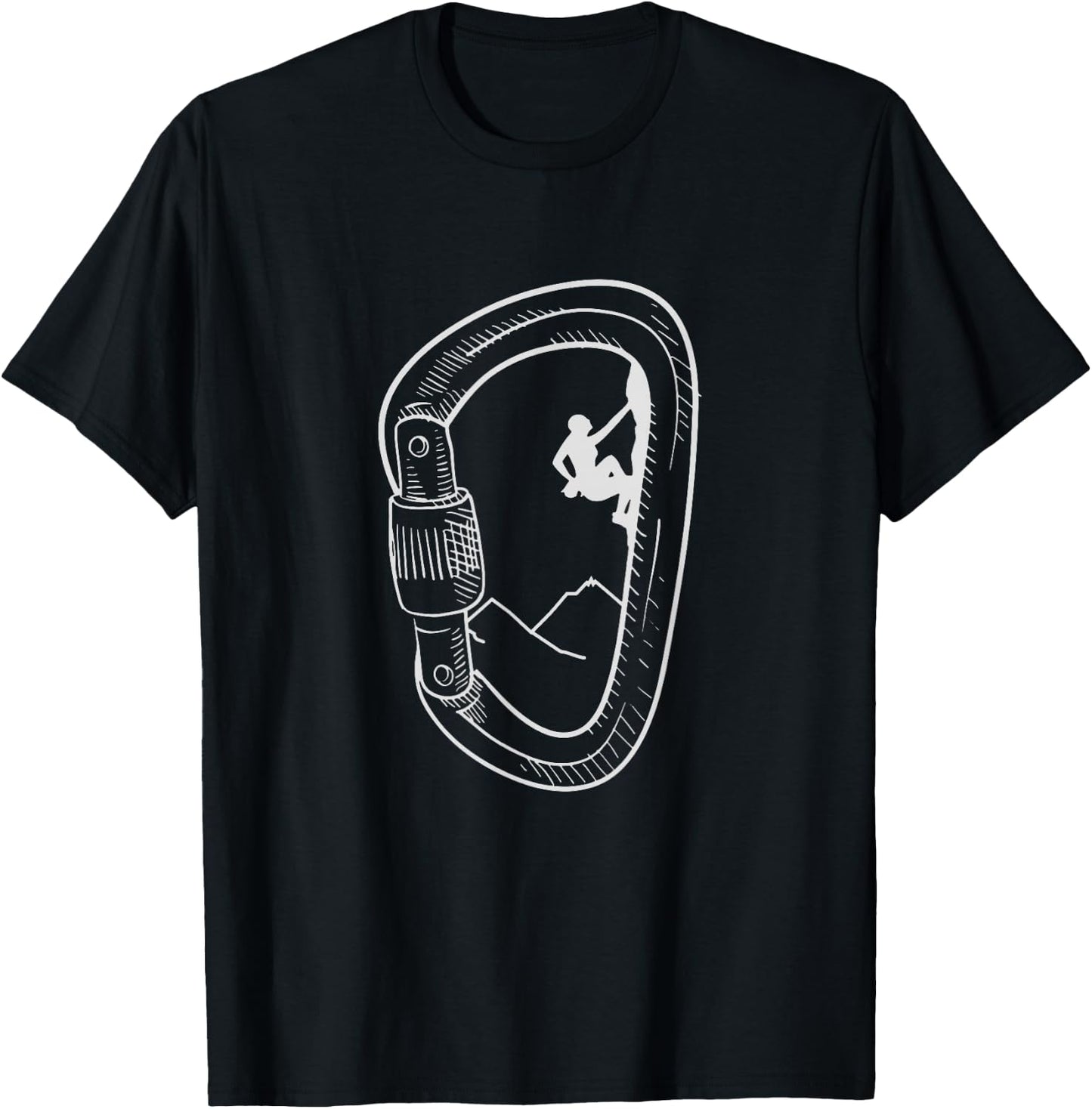 Rock Climbing Shirt Carabiner Mountain Climber Gift T-Shirt - T-Shirt | Black