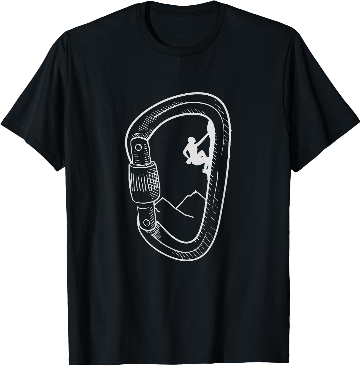 Rock Climbing Shirt Carabiner Mountain Climber Gift T-Shirt - T-Shirt | Black