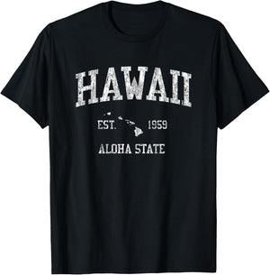 Hawaii Vintage Sports Design Hawaiian Islands HI T-Shirt - T-Shirt | Black