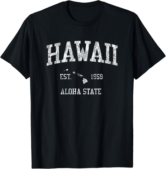 Hawaii Vintage Sports Design Hawaiian Islands HI T-Shirt - T-Shirt | Black