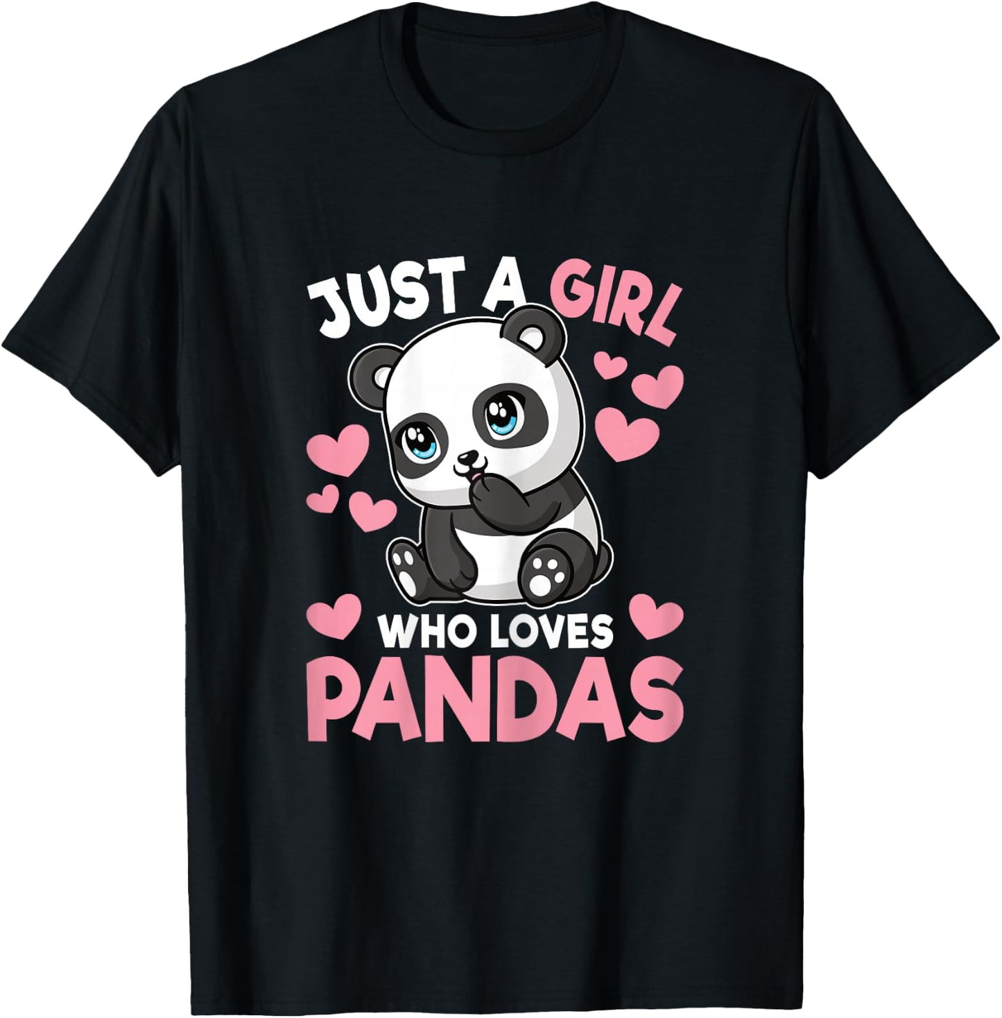 Just A Girl Who Loves Pandas Cute Panda Girls Kids Toddlers T-Shirt - T-Shirt | Black