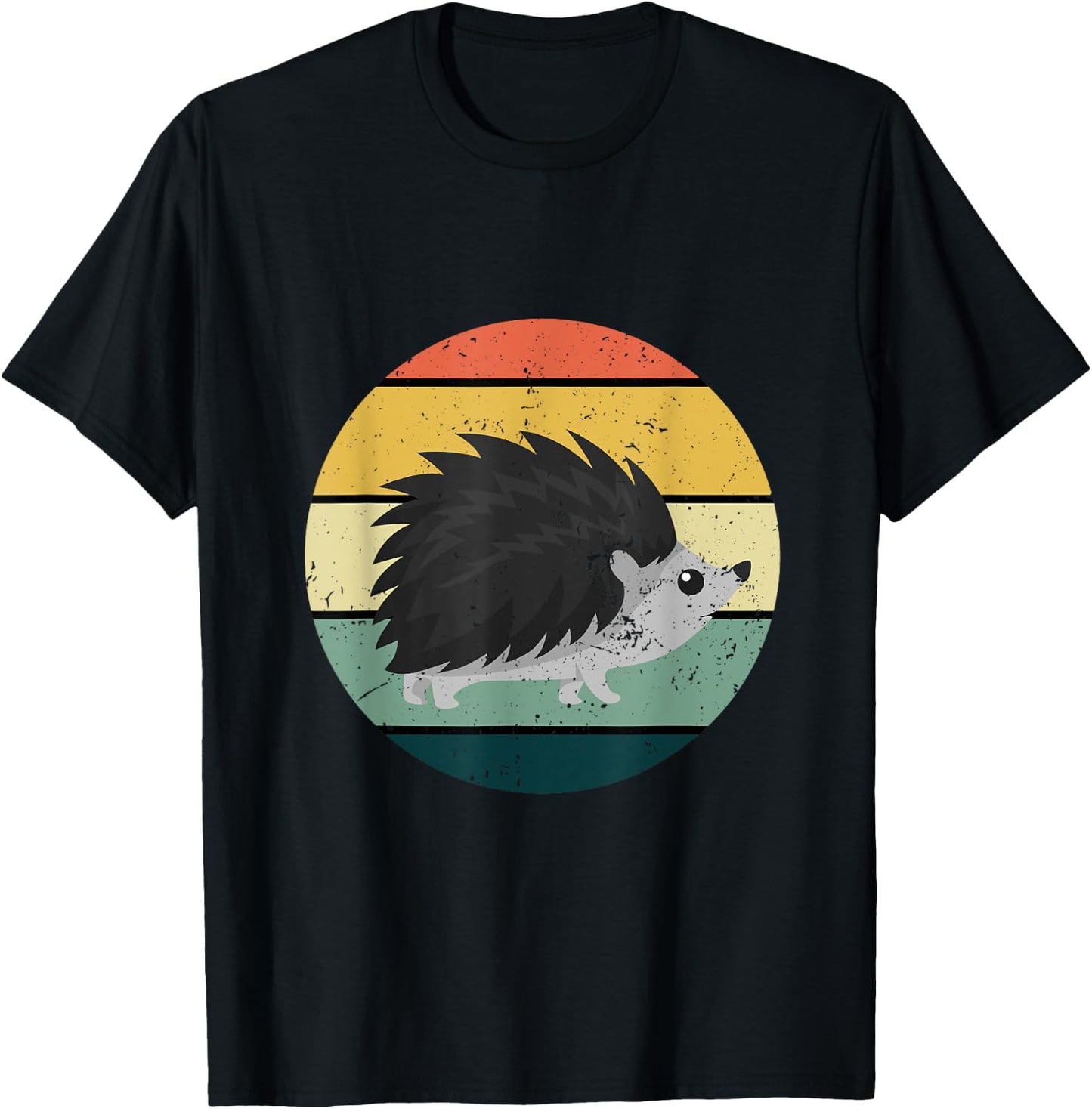 Retro Hedgehog Vintage Hedgehogs Cute Forest Animal Lover T-Shirt - T-Shirt | Black