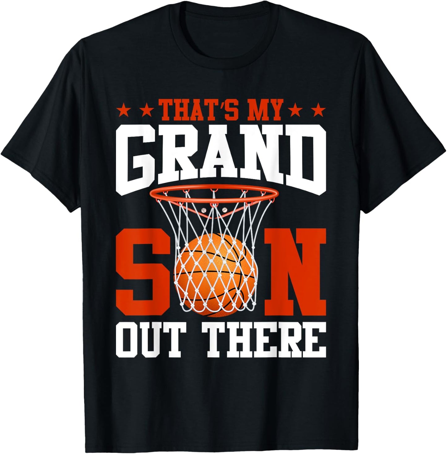 That's My Grandson Out There Basketball Grandma Grandpa T-Shirt - T-Shirt | Black