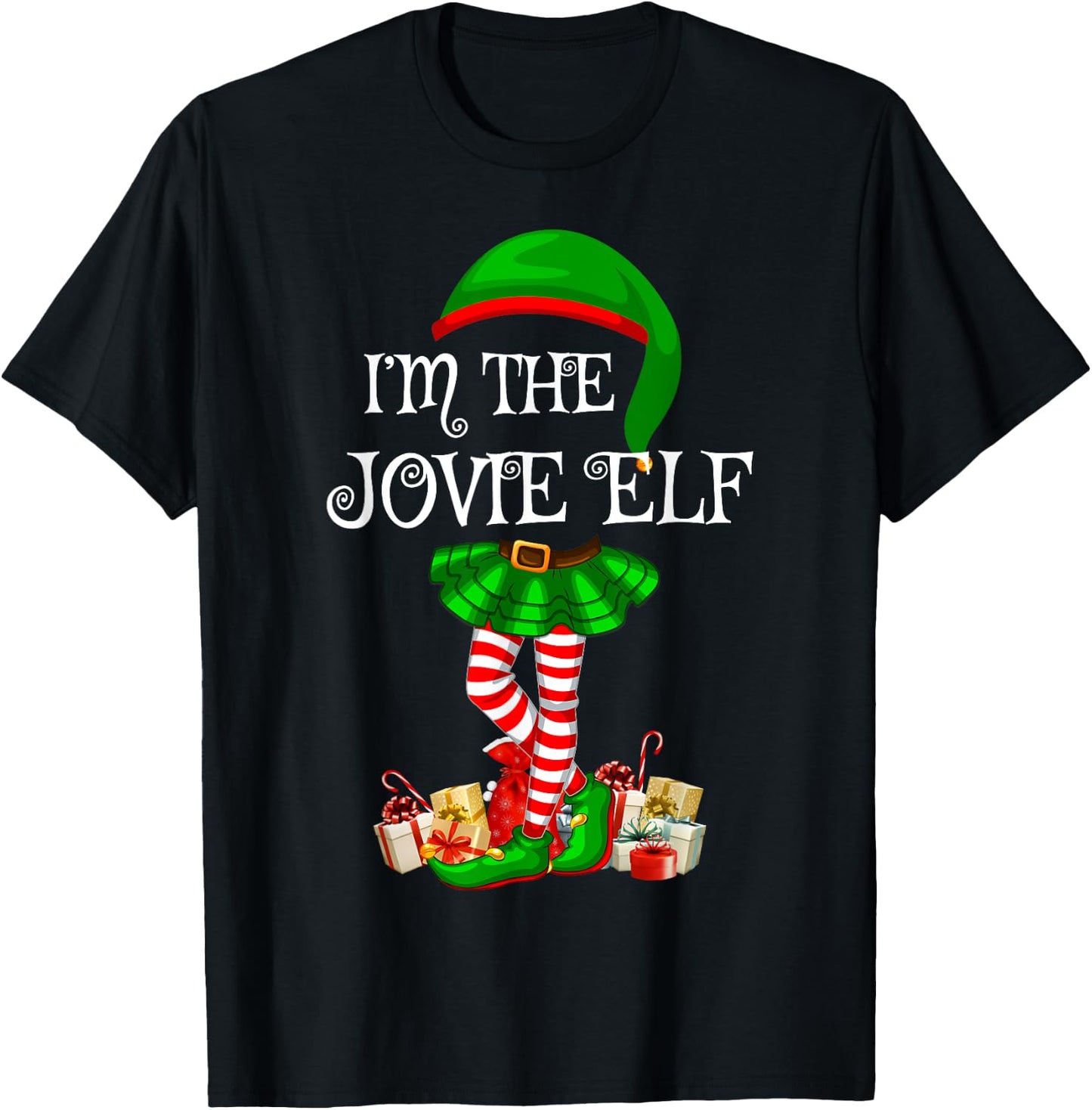 Matching Family Women Girls I'm The Jovie Elf Christmas T-Shirt - T-Shirt | Black