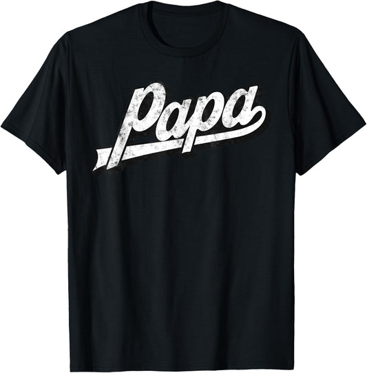 Papa Retro Style Birthday Father’s Day From Wife Daughter T-Shirt - T-Shirt | Black