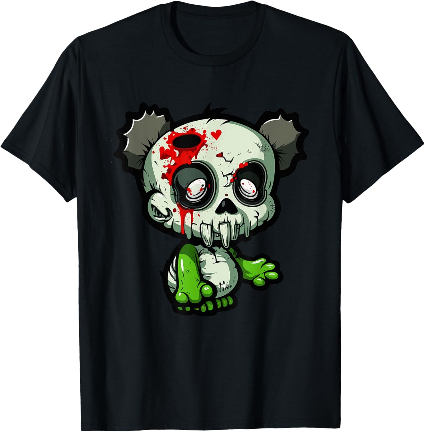 Undead Panda Chaos - Comic Style Zombie Bear T-Shirt - T-Shirt | Black