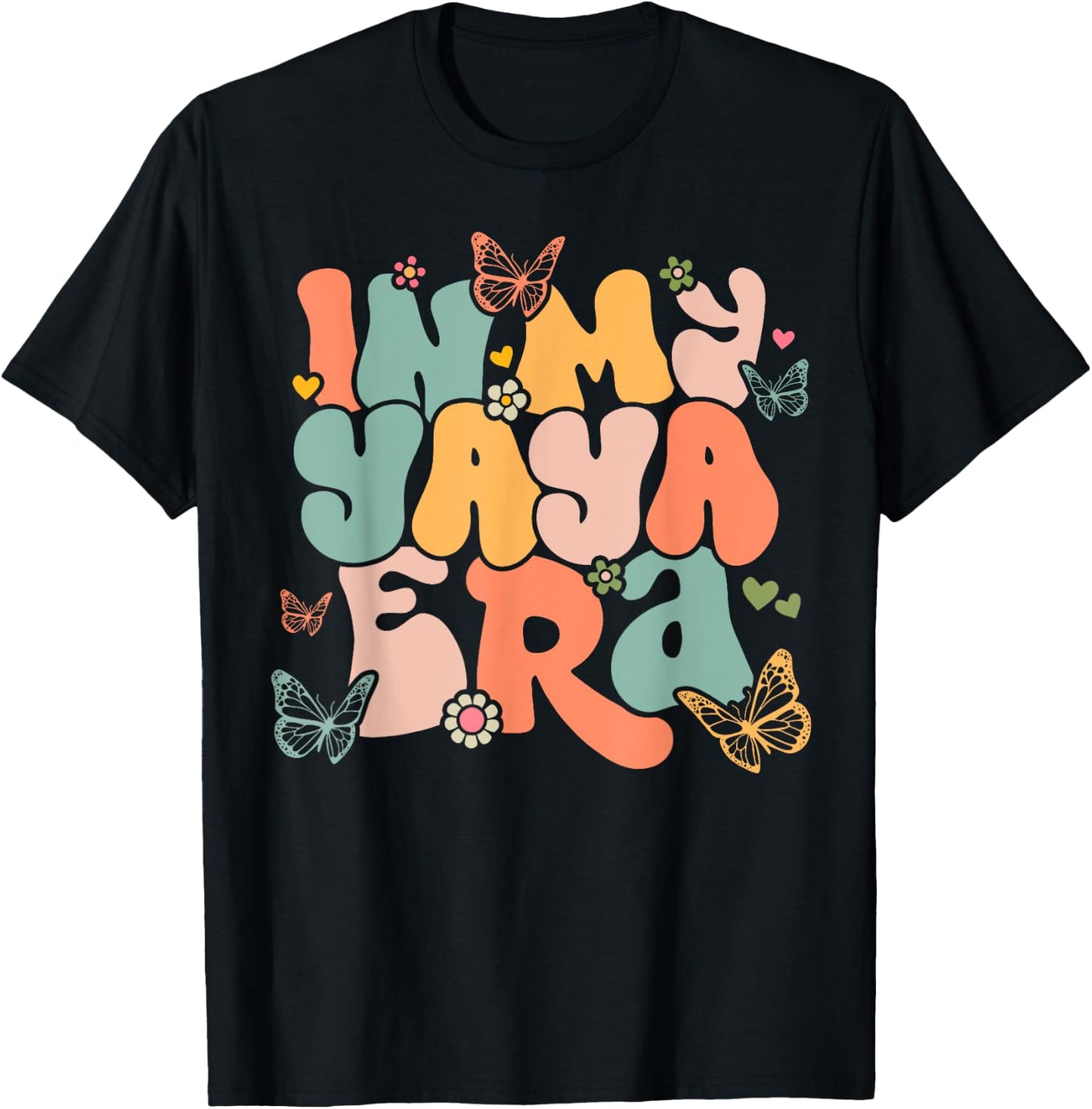 Retro Groovy In My Yaya Era Mother's Day T-Shirt - T-Shirt | Black
