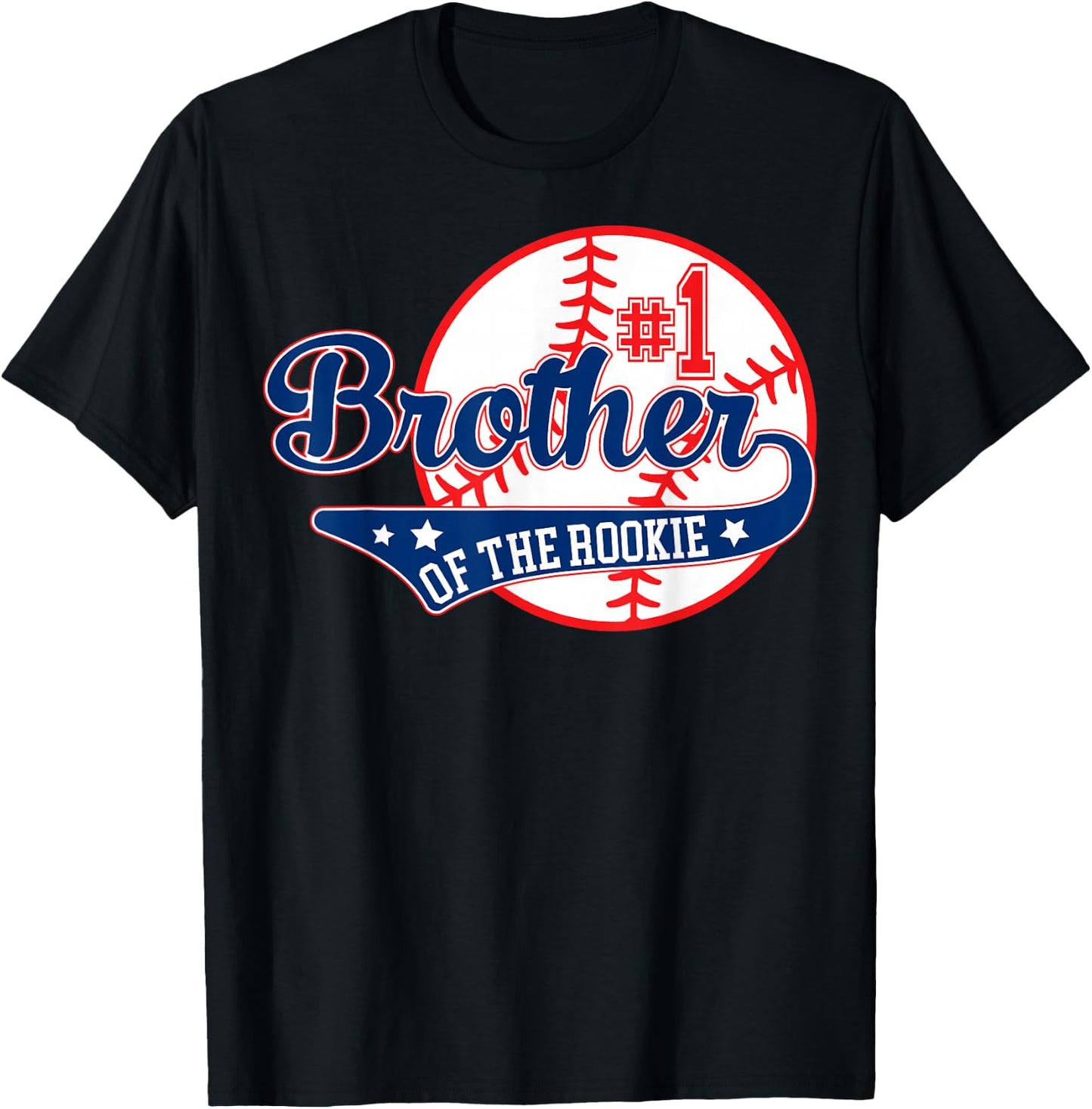 Brother of Rookie 1st Birthday Baseball Theme Matching Party T-Shirt - T-Shirt | Black