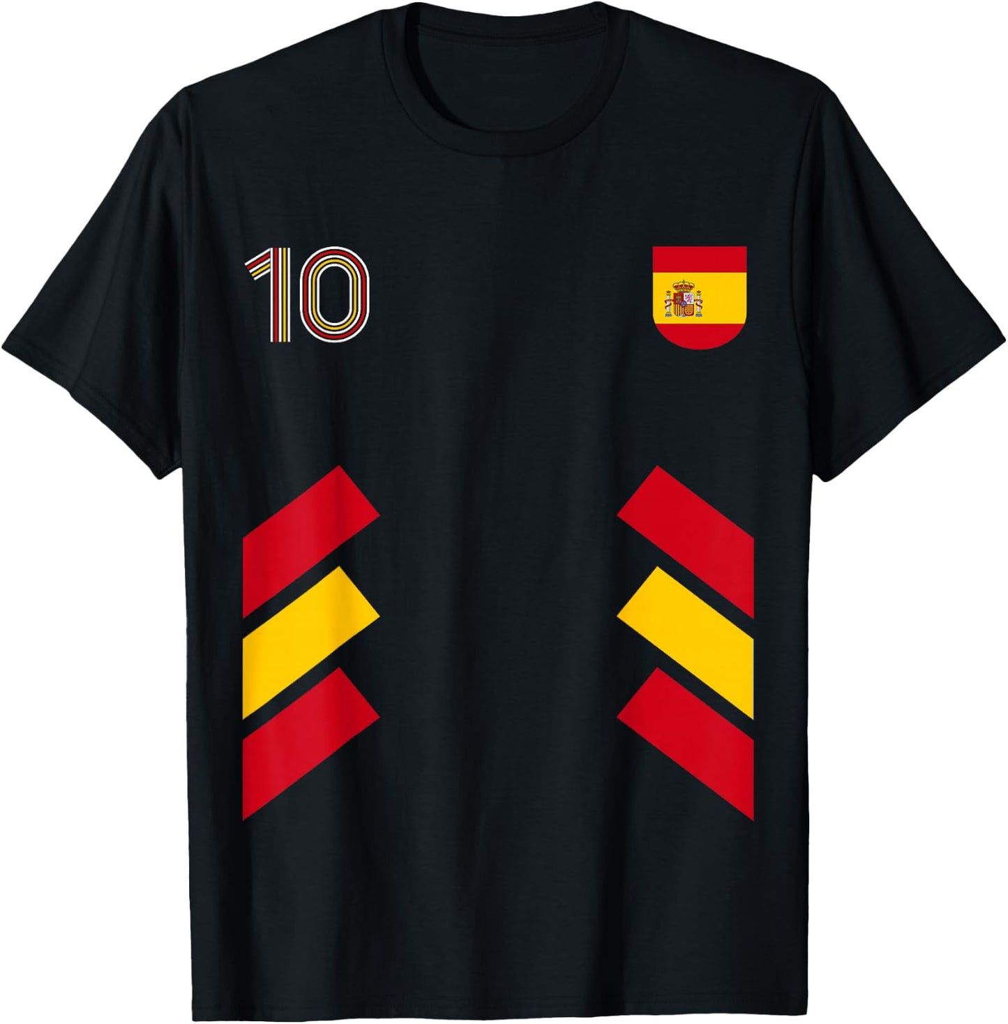 Retro10 Spain Football Spain Soccer Spain Flag T-Shirt - T-Shirt | Black