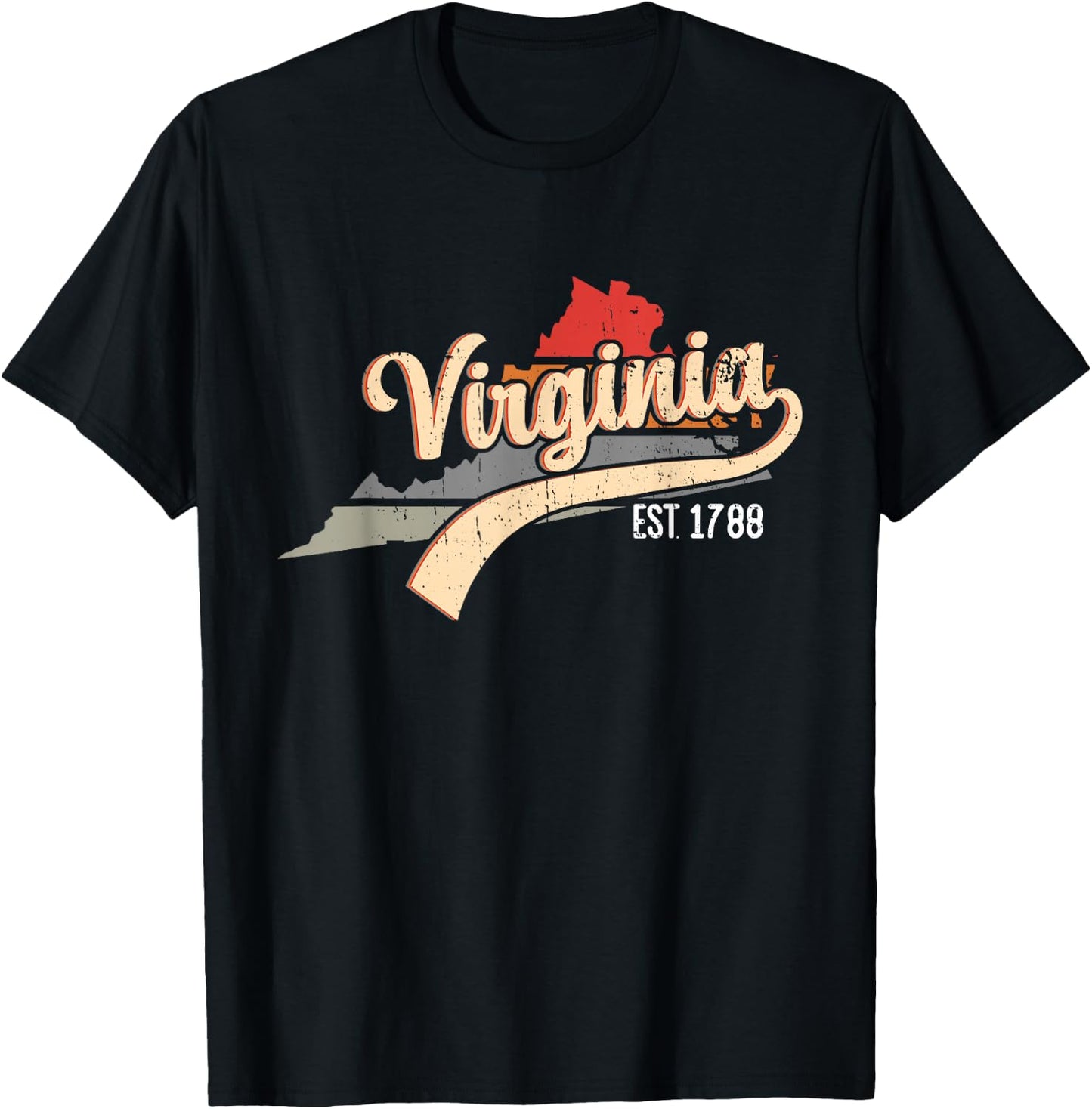 Virginia Home State VA Sunburst Vintage Retro Design T-Shirt - T-Shirt | Black