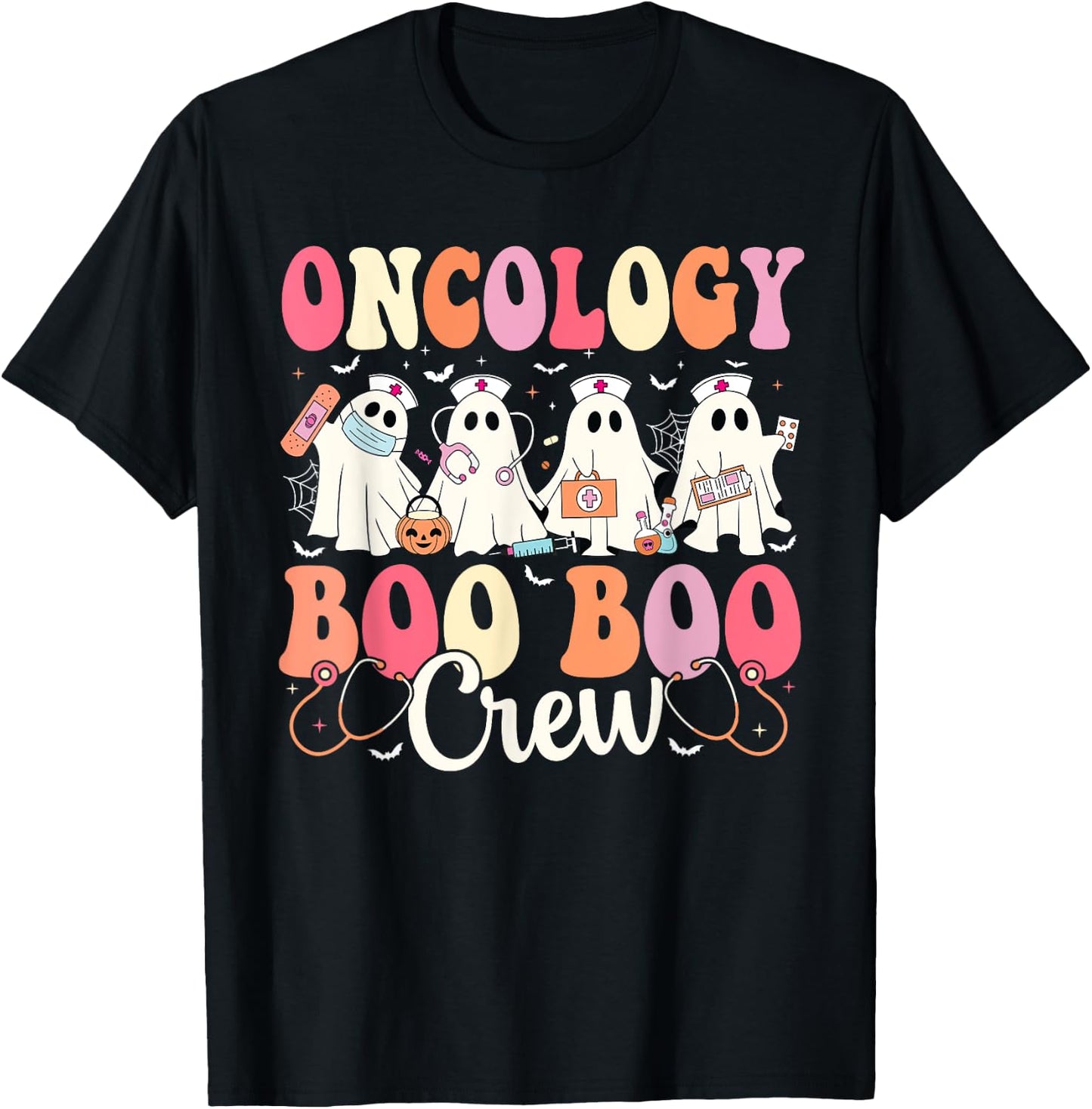 Oncology Nurse Boo Boo Crew Ghost Nurse Halloween Costume T-Shirt - T-Shirt | Black